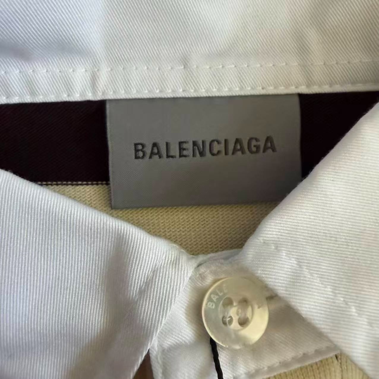 Balenciaga Striped Long-Sleeve Polo — back