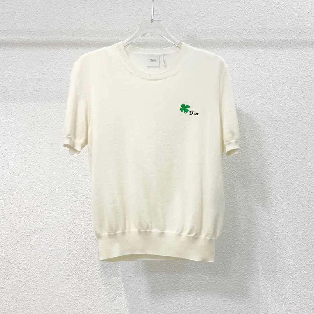 Dior Clover Embroidered Short Knit Top