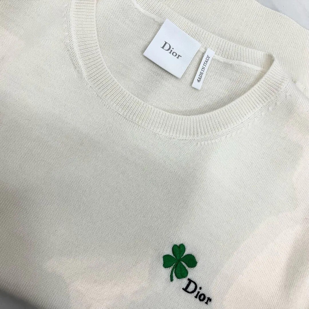 Dior Clover Embroidered Short Knit Top — back
