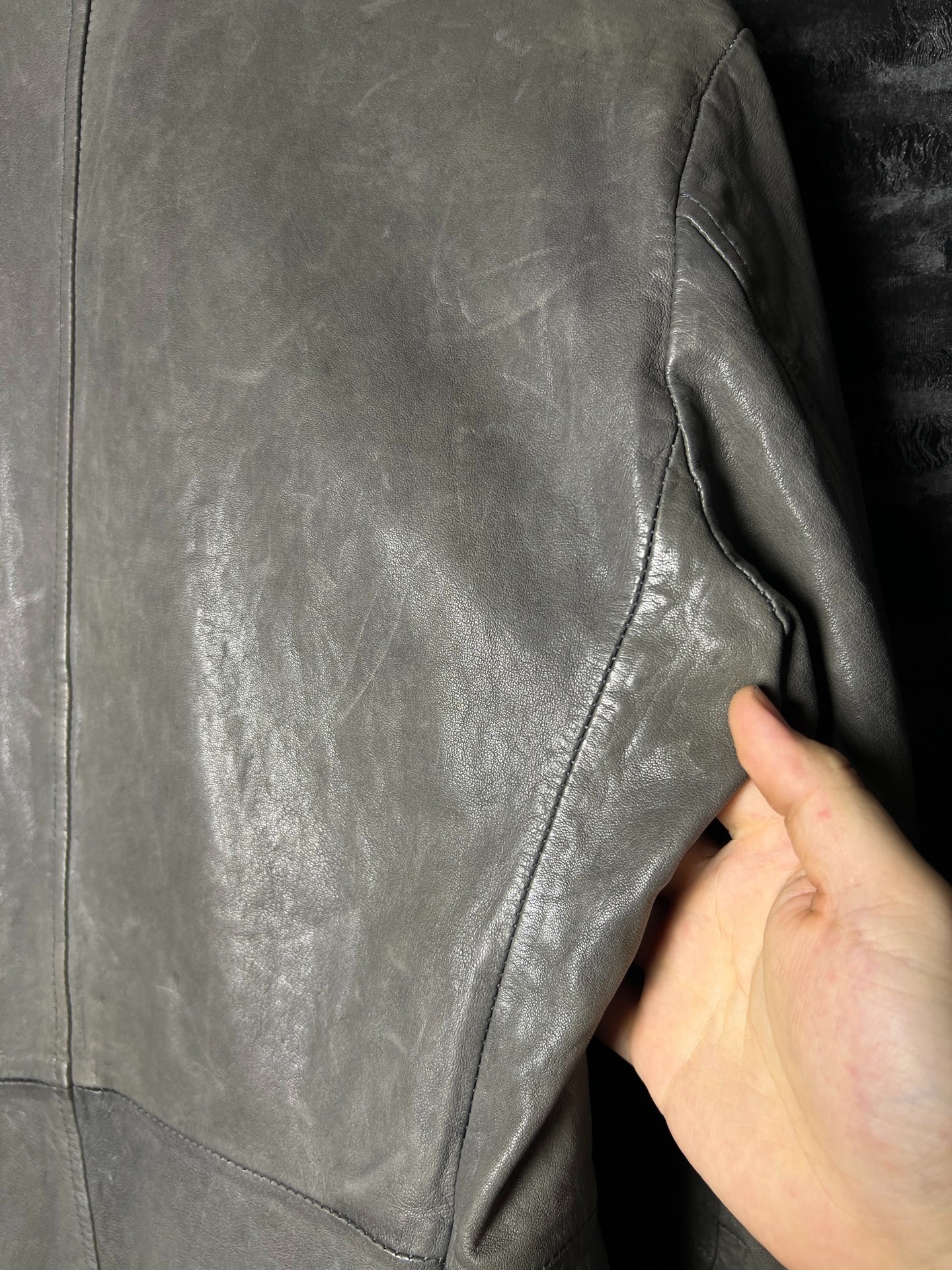 Tornado Mart Mud Gray Sheepskin Coat — back