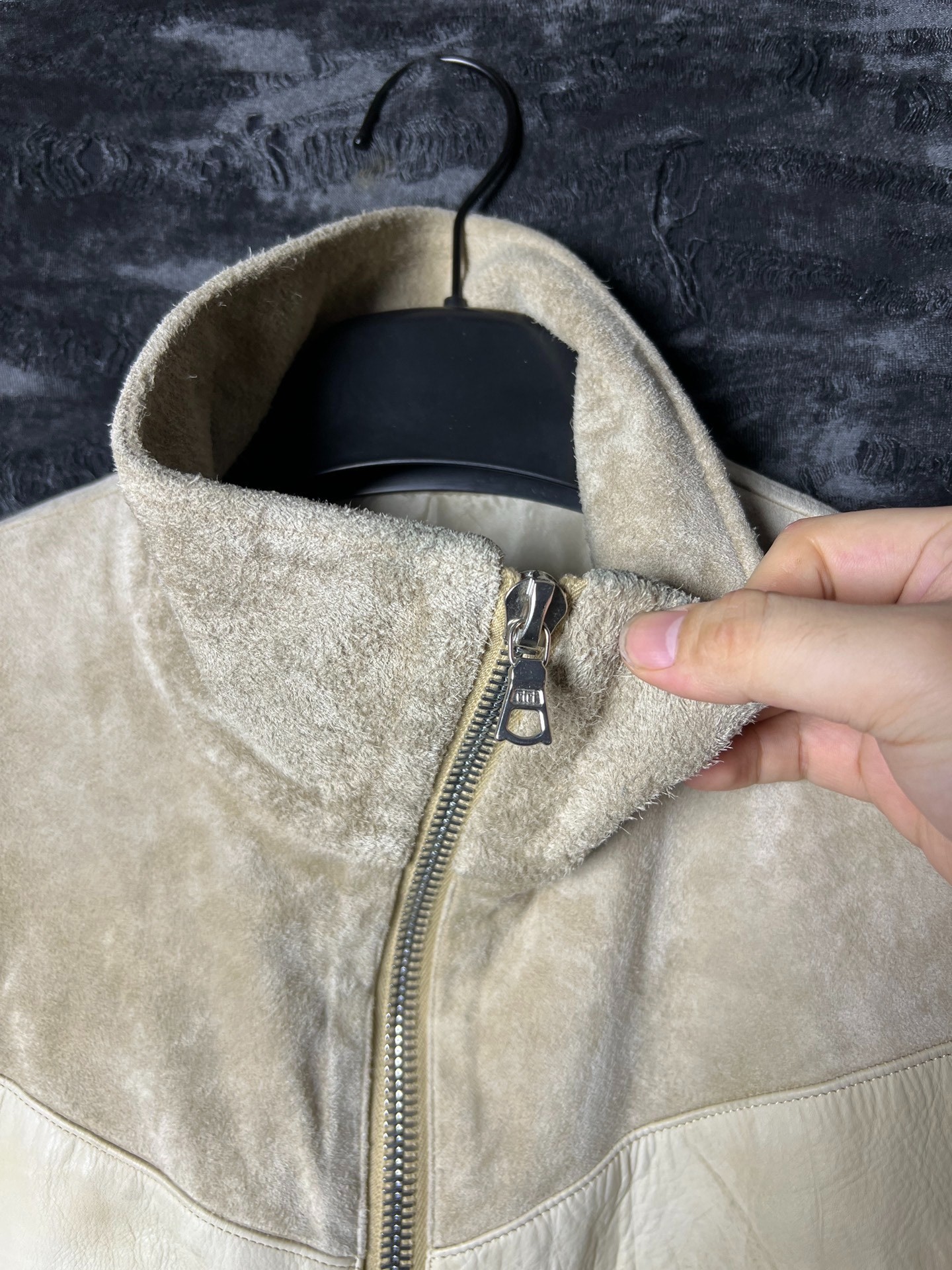 BACKLASH Beige Suede Leather Vest — label