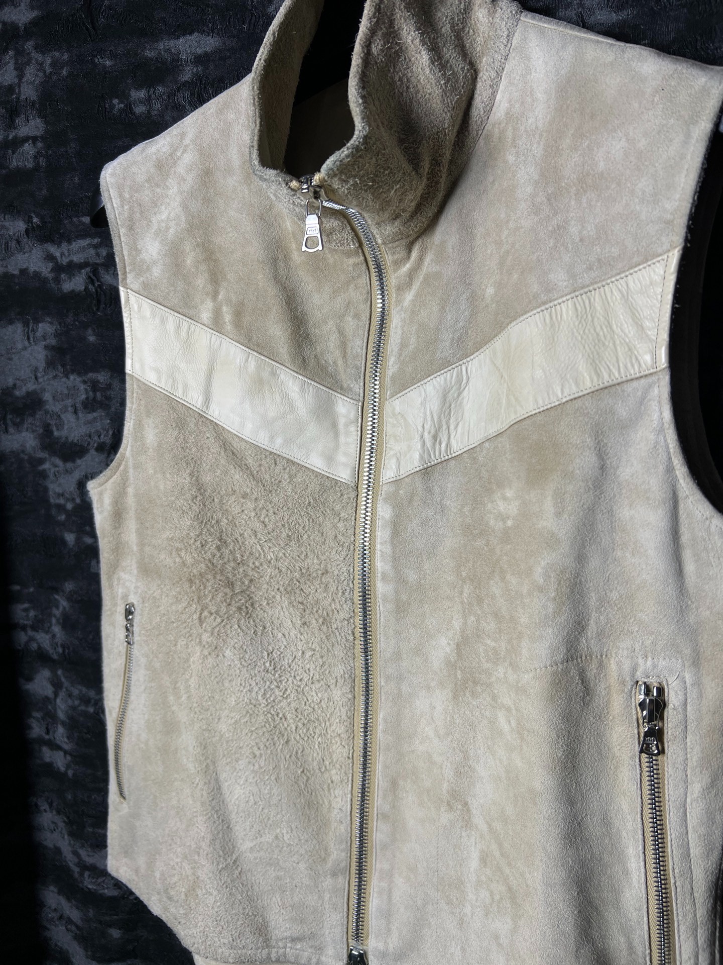 BACKLASH Beige Suede Leather Vest — back