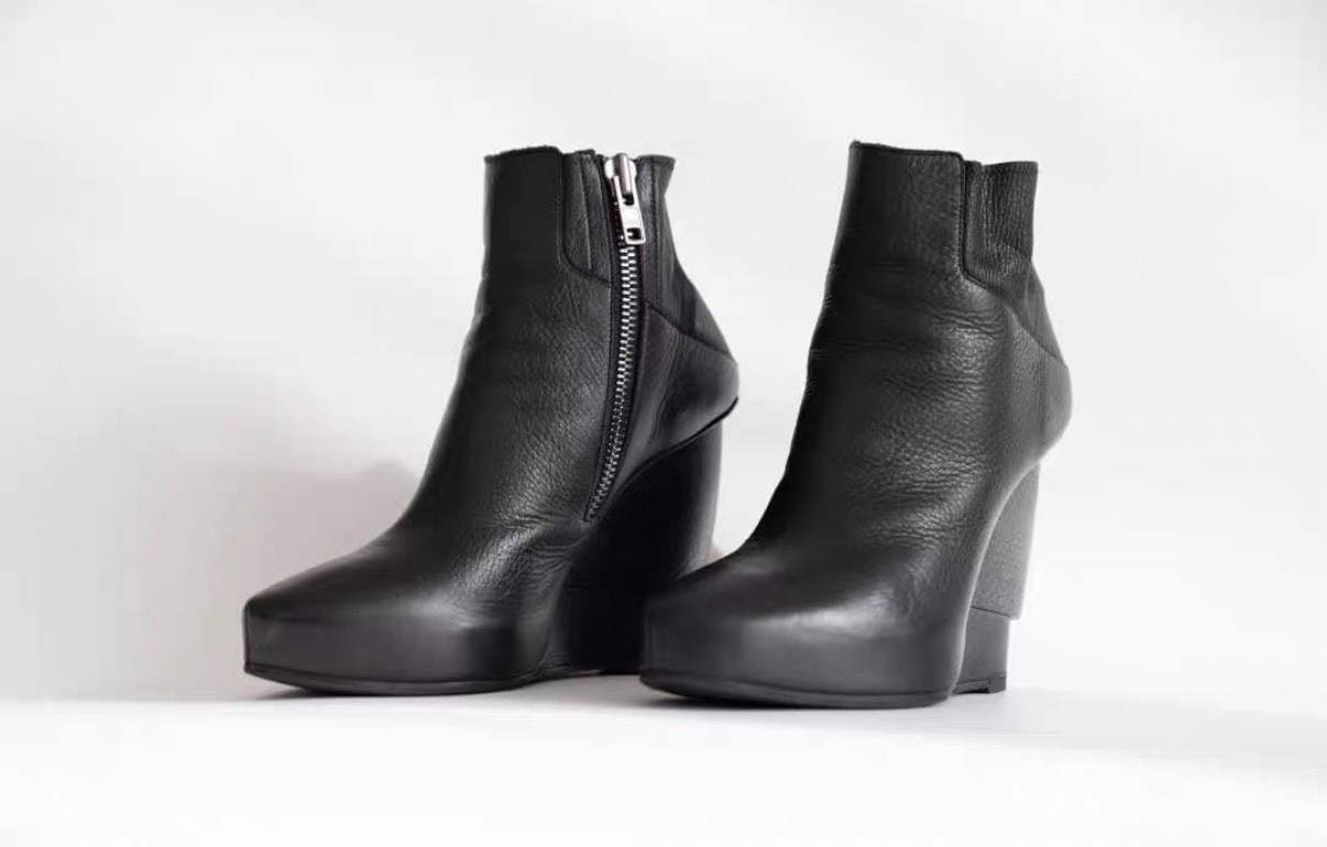 Helmut Lang 2012 Wedge Platform Boots — back