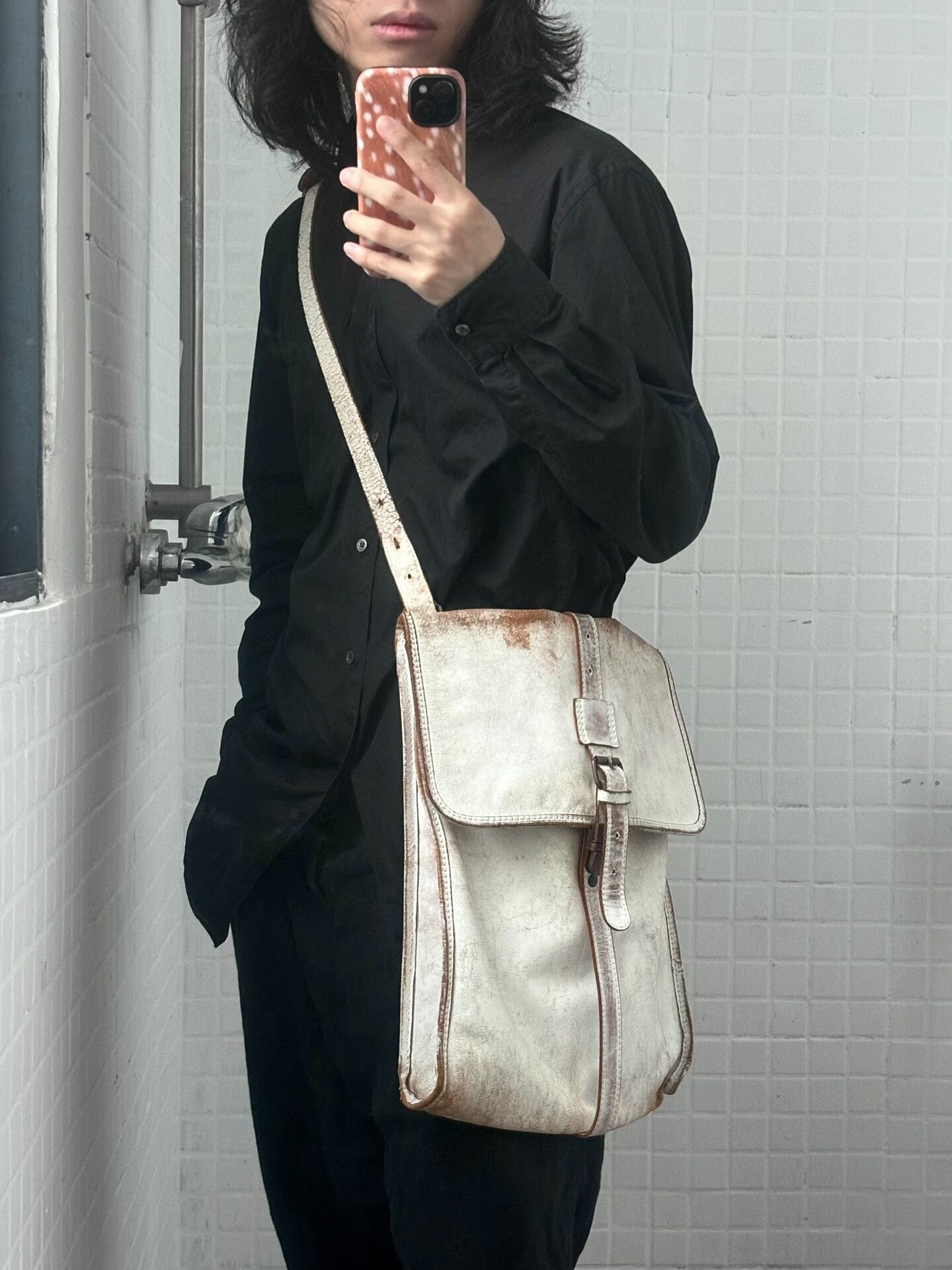 Maison Margiela 00's Brush-Painted Messenger Bag — front