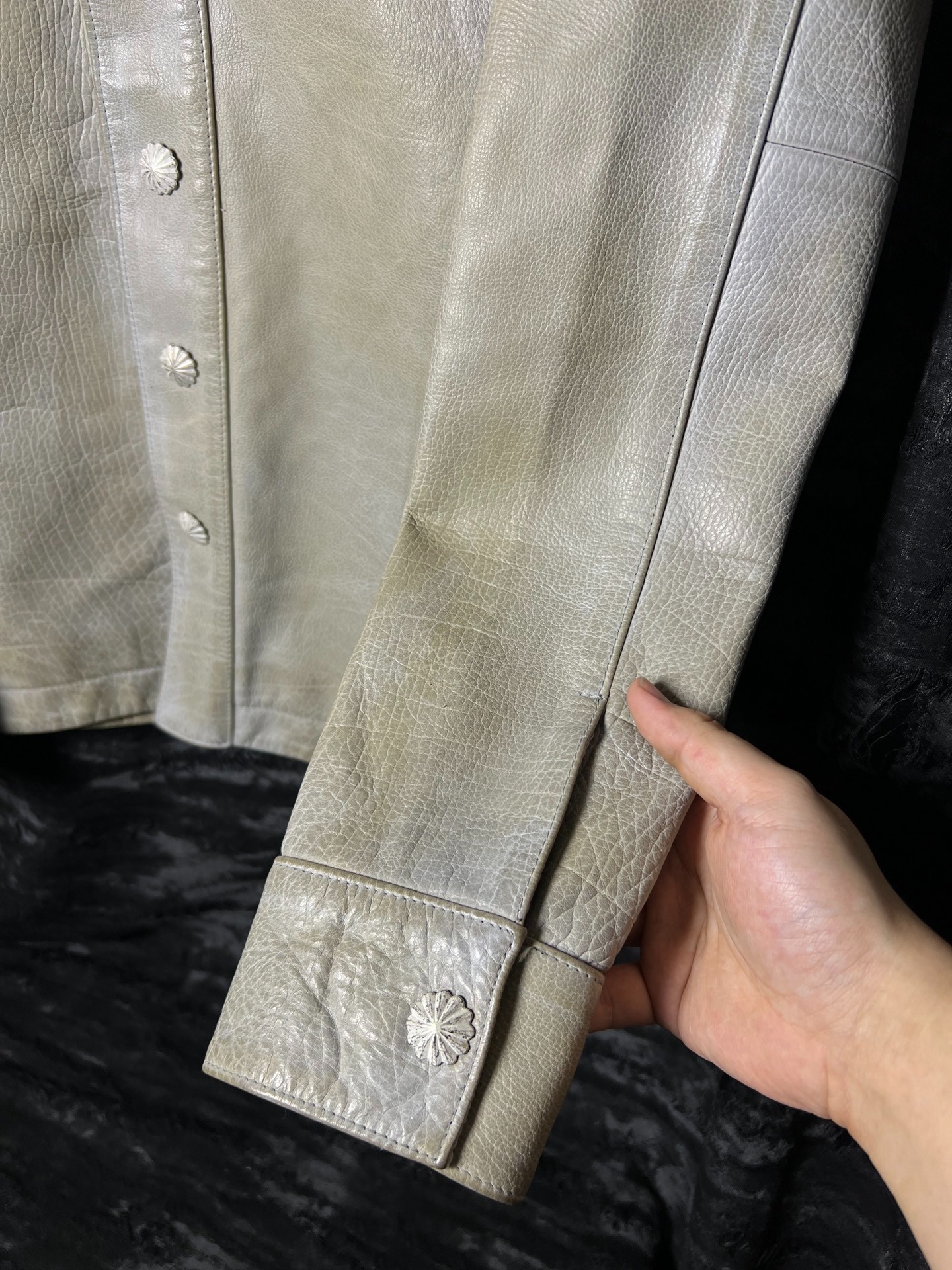 Wild Cowhide Artisan Leather Shirt — detail