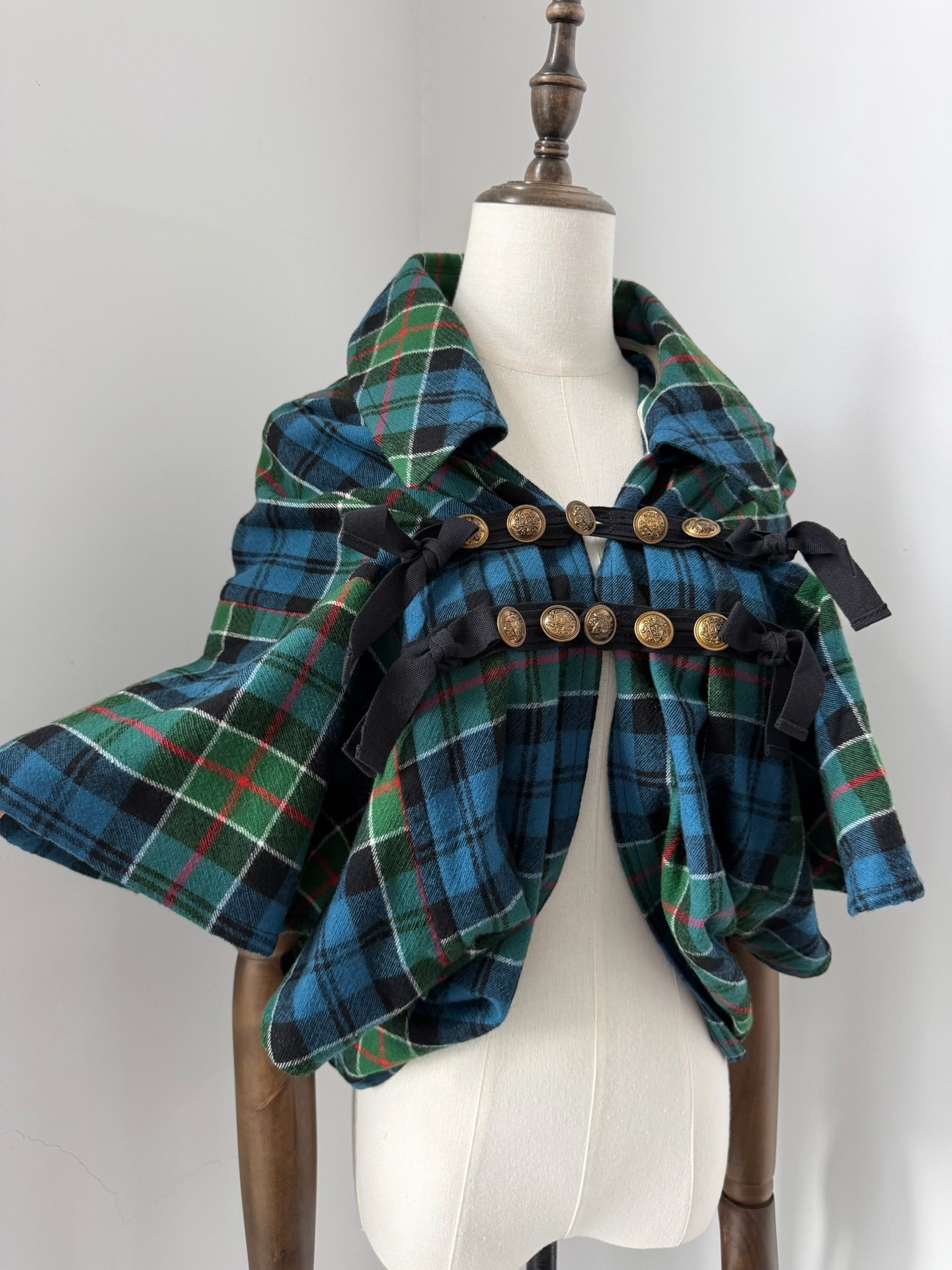 Comme des Garcons Tricot Plaid Wool Cape Top — front