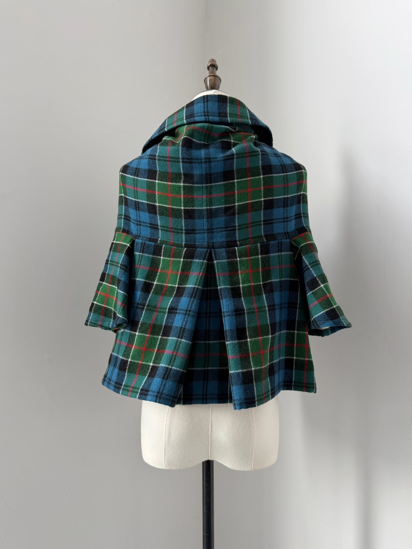 Comme des Garcons Tricot Plaid Wool Cape Top — detail