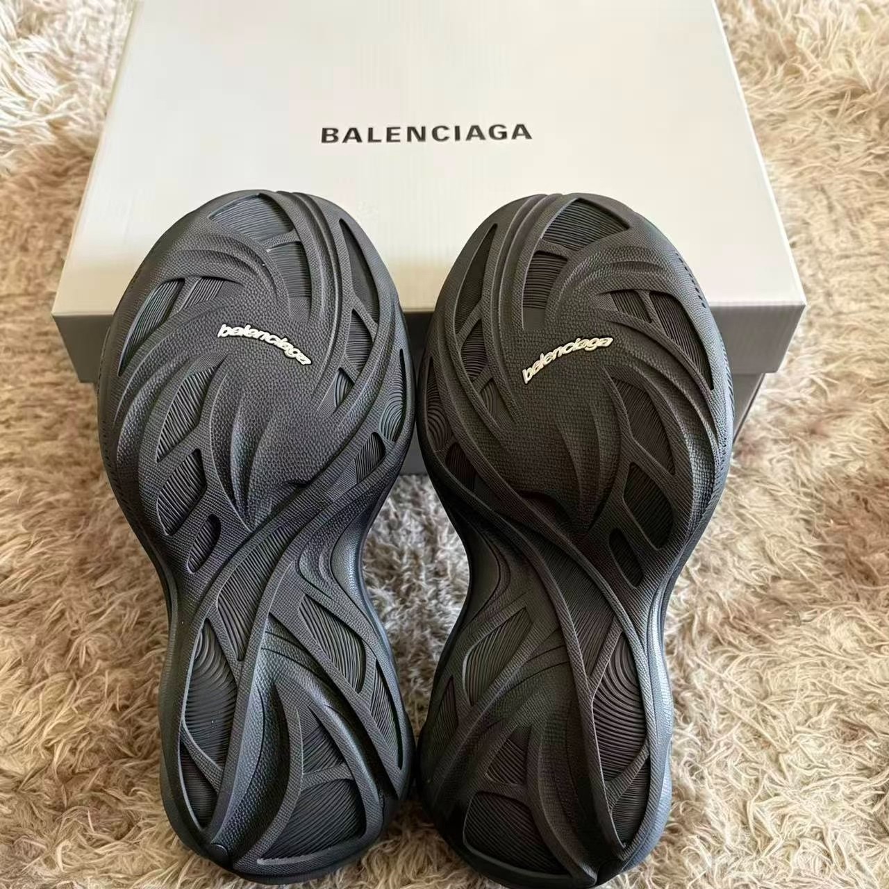 Balenciaga 26 Jet Black Thick-Soled Sneakers — label