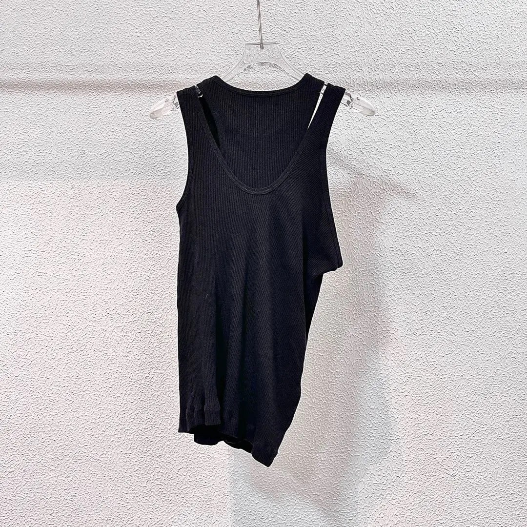 Dior Embroidered Knit Fake Two-Piece Vest — detail