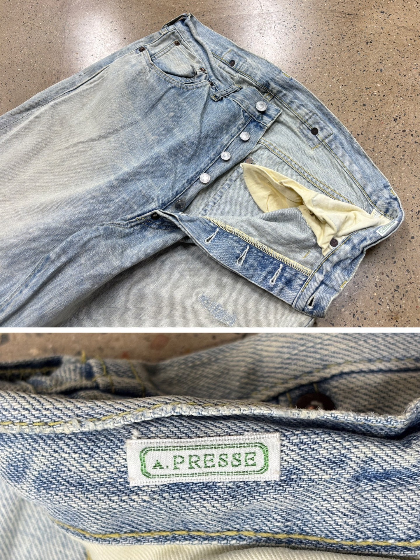 A.Presse 25aw Washed Wide Denim Jeans — label