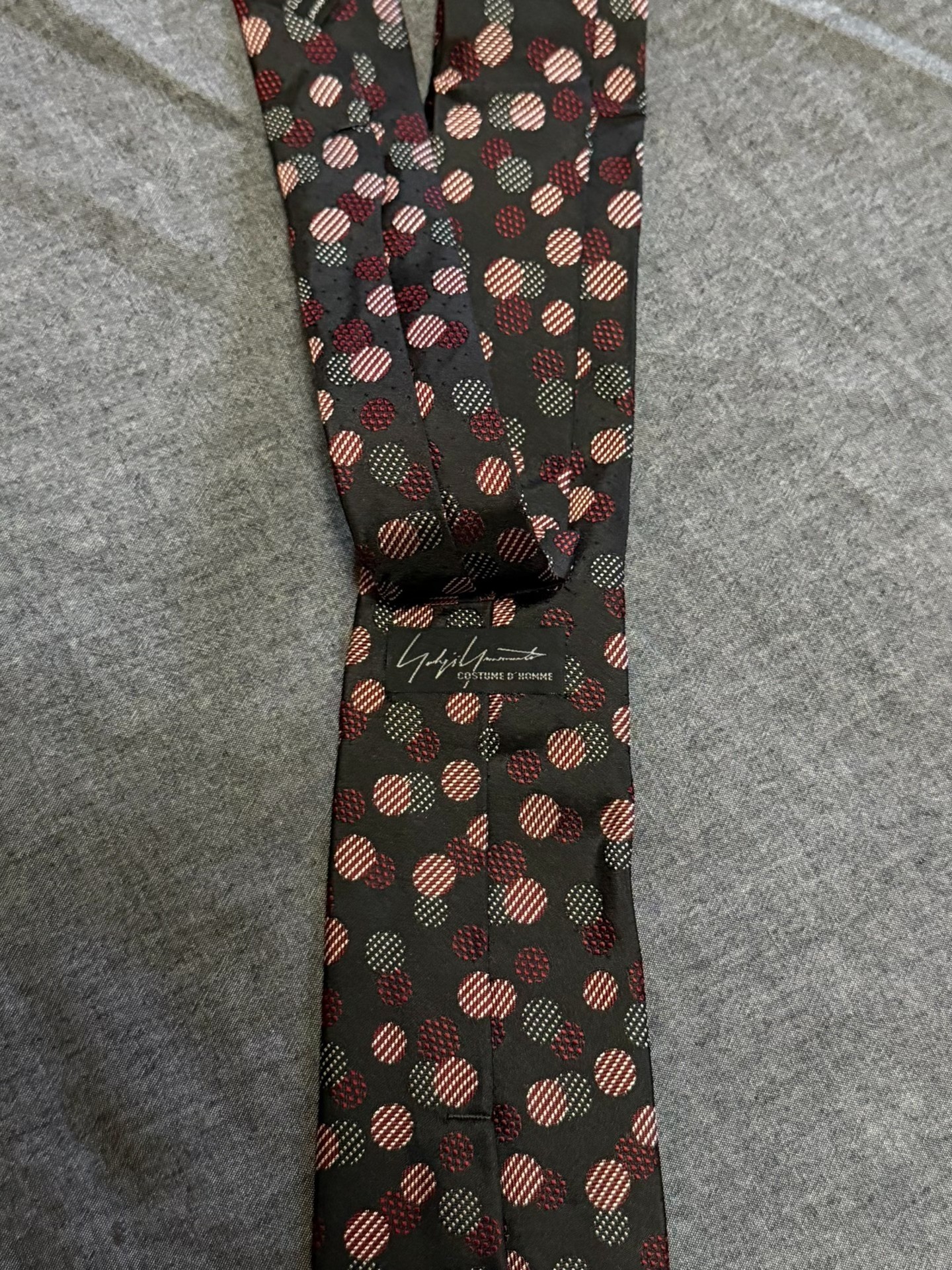 Yohji Yamamoto Polka Dot Silk Necktie — front