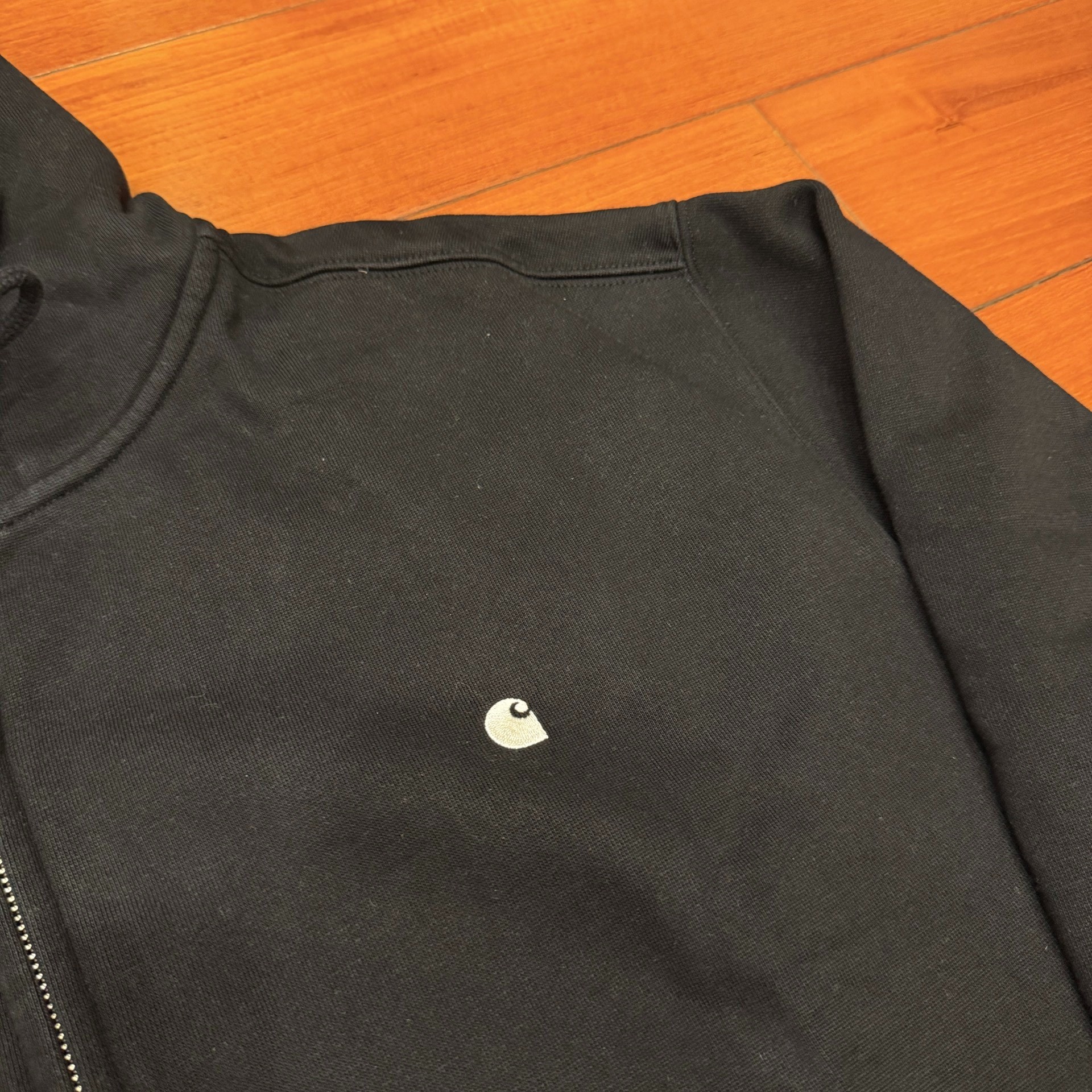 Carhartt Black Zip-Up Hoodie — detail