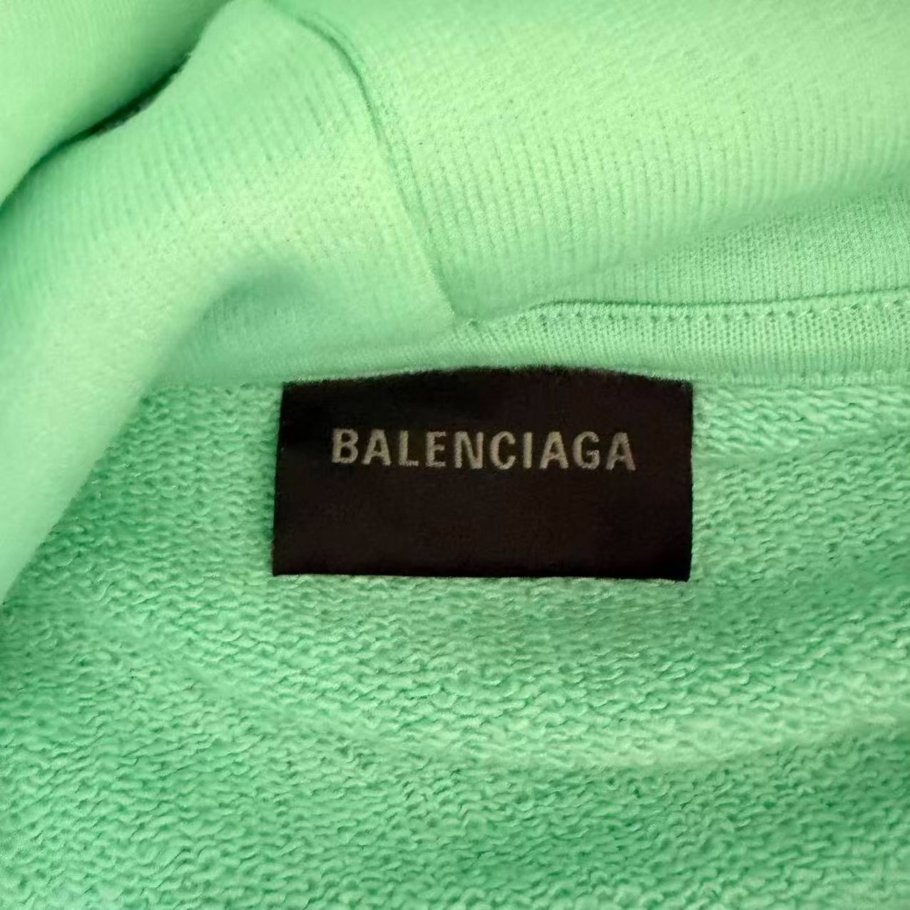 Balenciaga Mint Green Logo Hooded Sweatshirt — detail