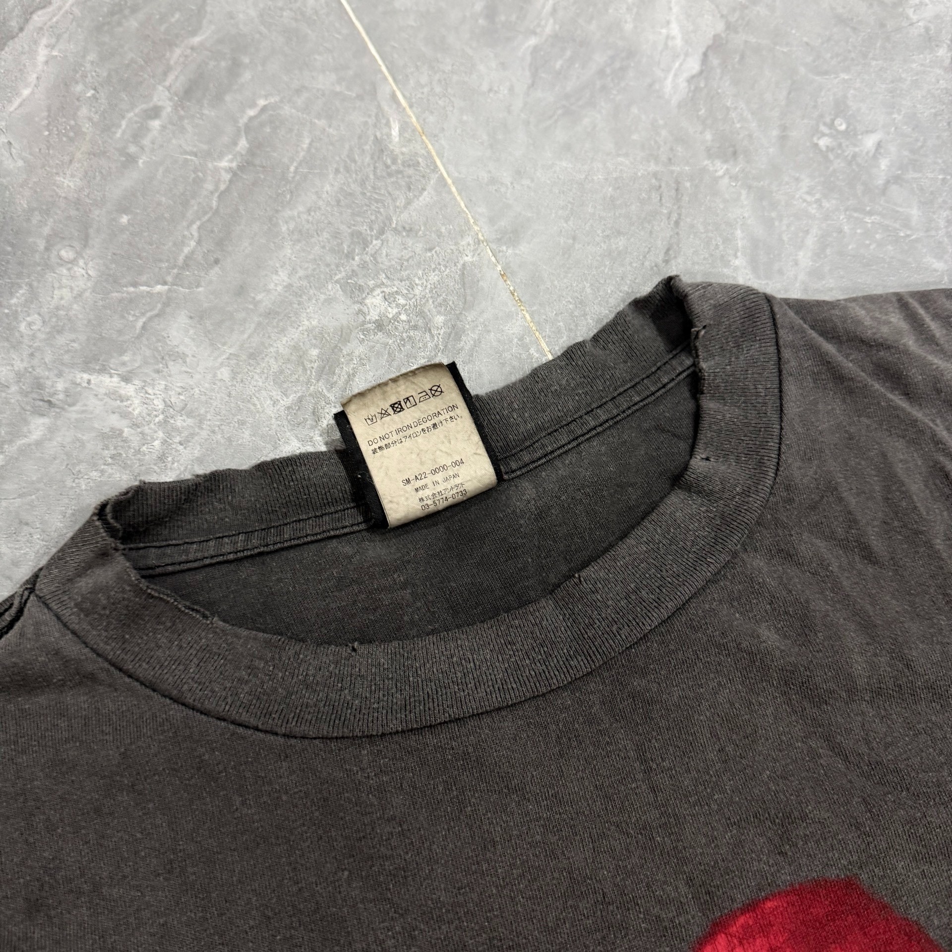 Saint Michael Distressed Red Heart Tee — detail