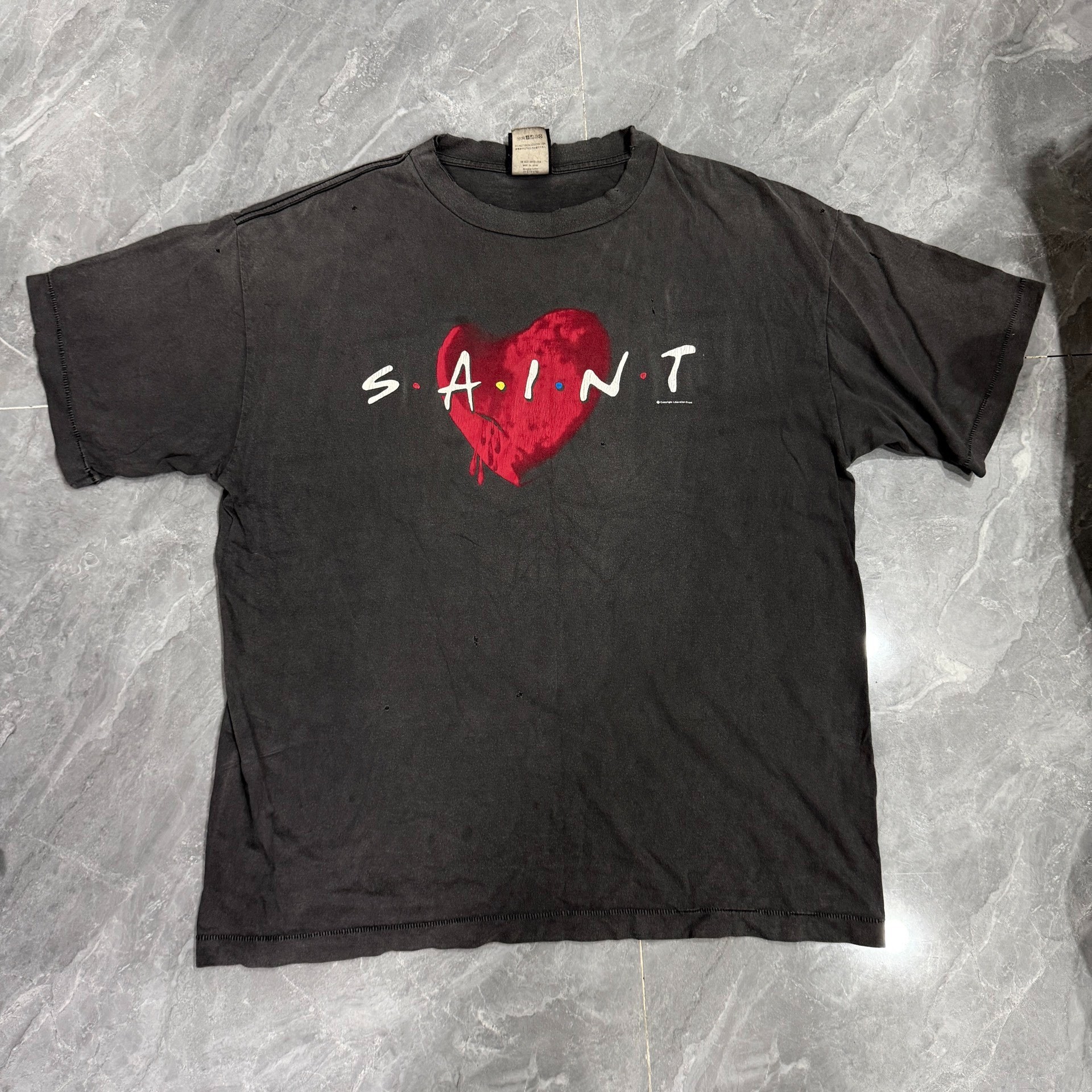 Saint Michael Distressed Red Heart Tee