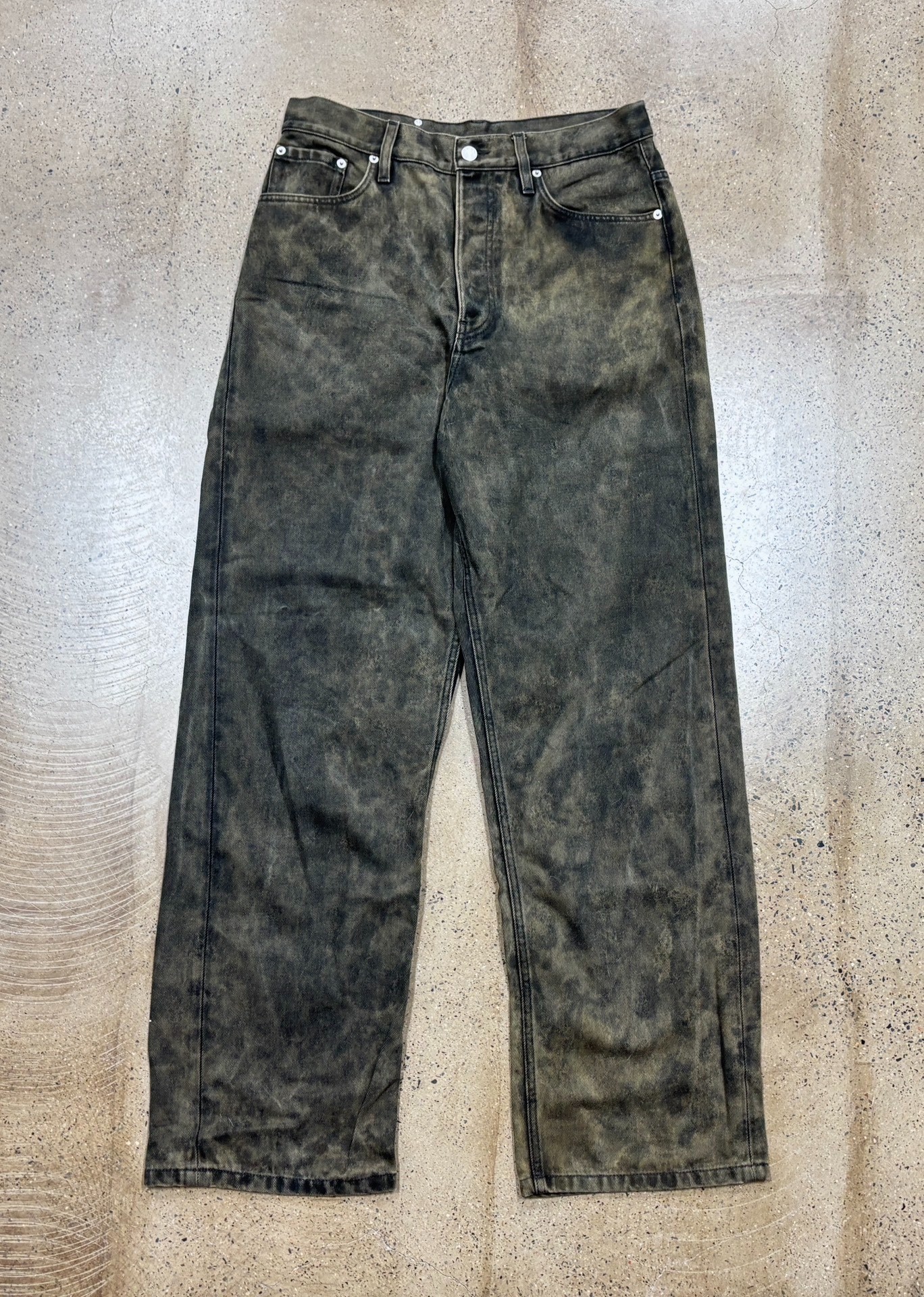 Dries Van Noten Mud-Dyed Wide Leg Jeans