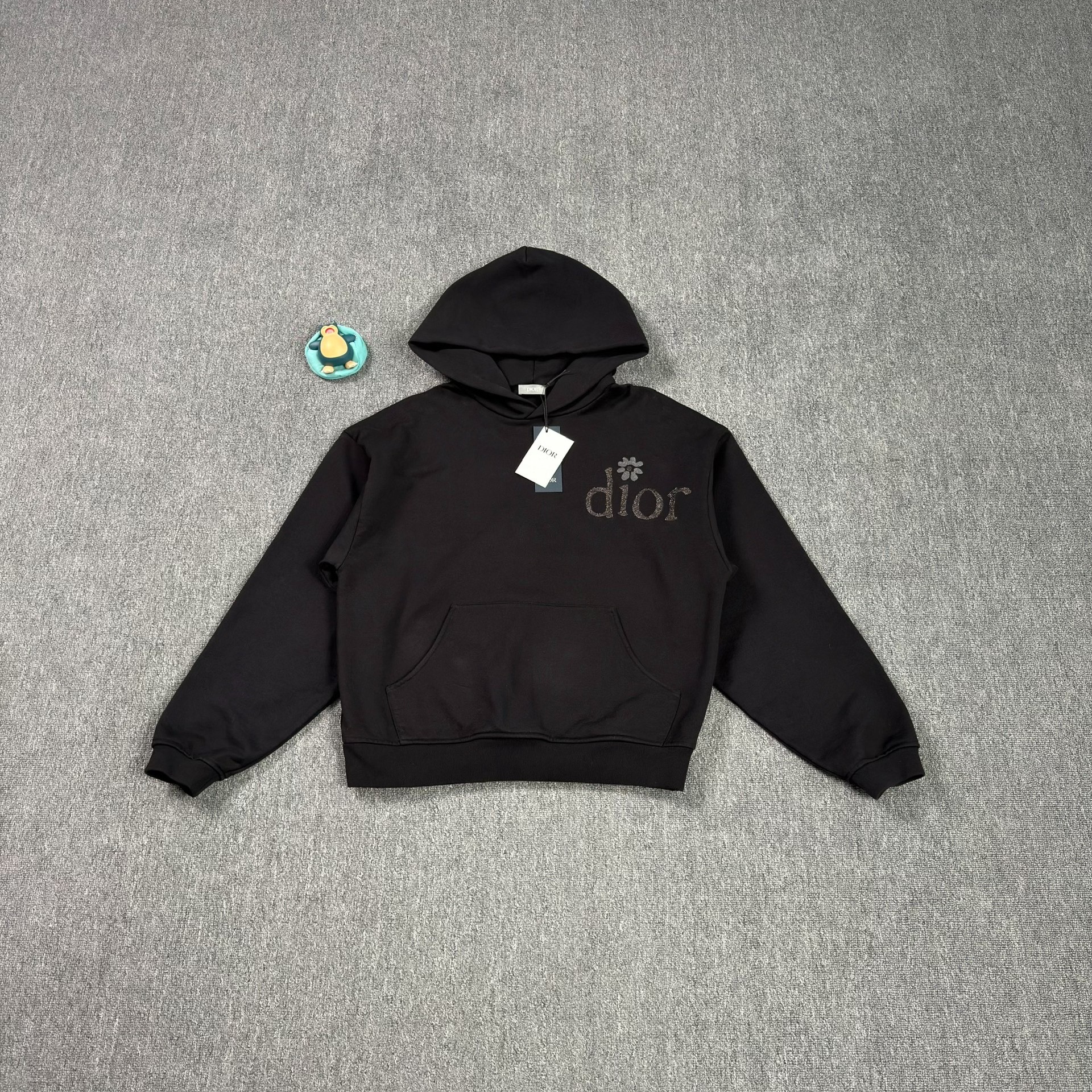 Dior Black Hoodie With Chest Flower Logo