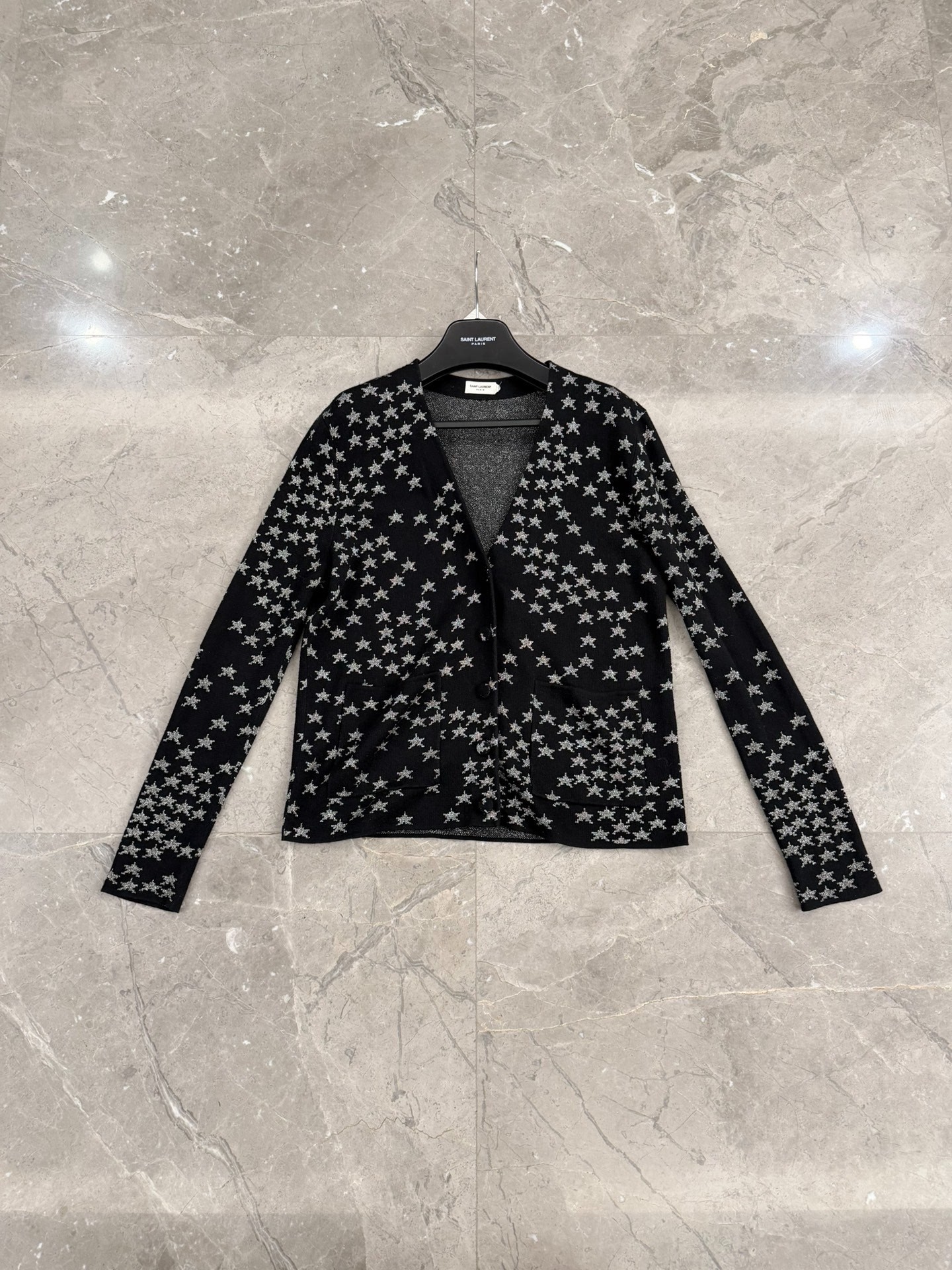 Saint Laurent 15FW Black Silver Star Cardigan