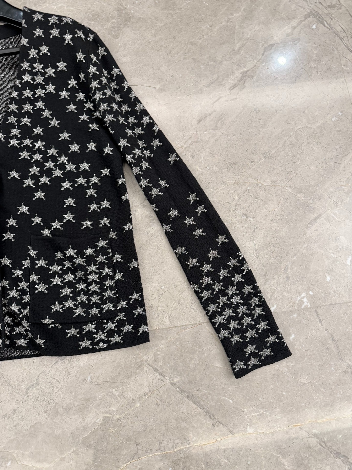 Saint Laurent 15FW Black Silver Star Cardigan — front