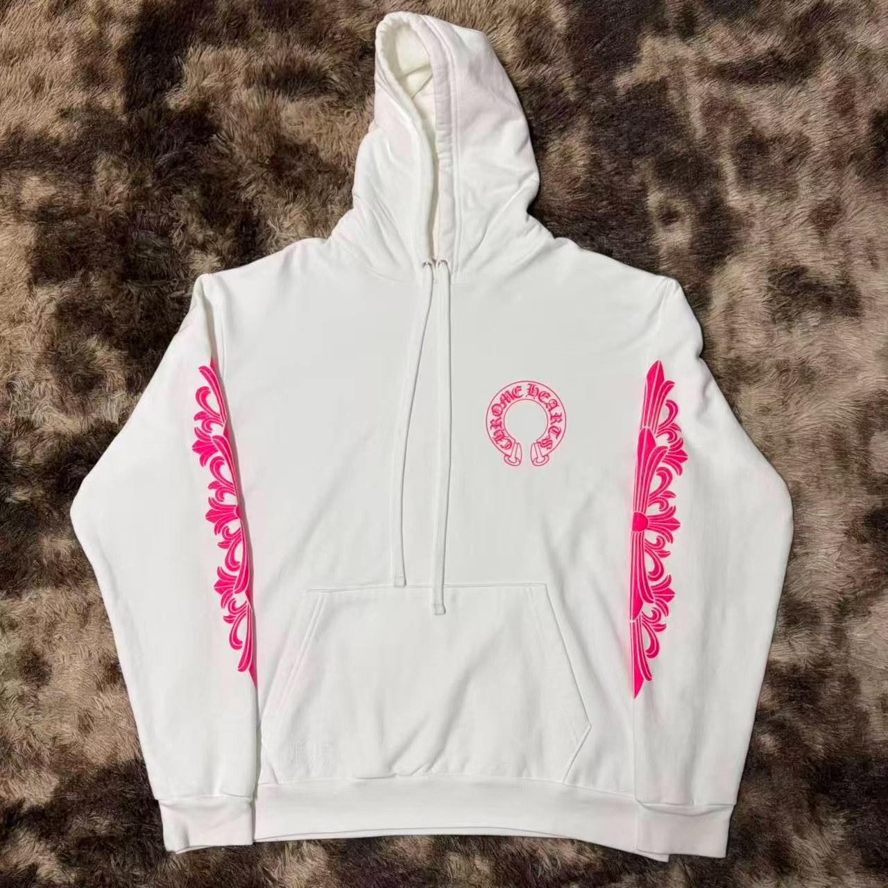 Chrome Hearts White Pink Print Hoodie