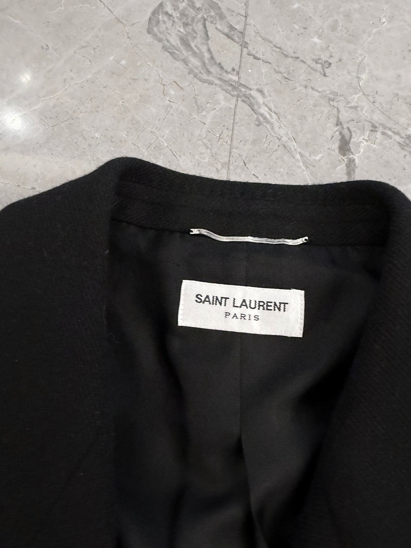 Saint Laurent Black Camel Hair Coat — detail