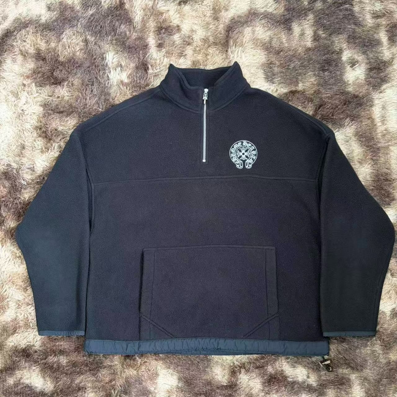 Chrome Hearts Black Half-Zip Fleece Jacket