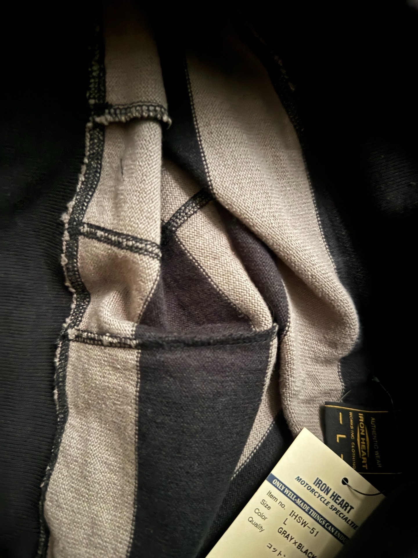 Iron Heart Black Gray Striped Shorts — back