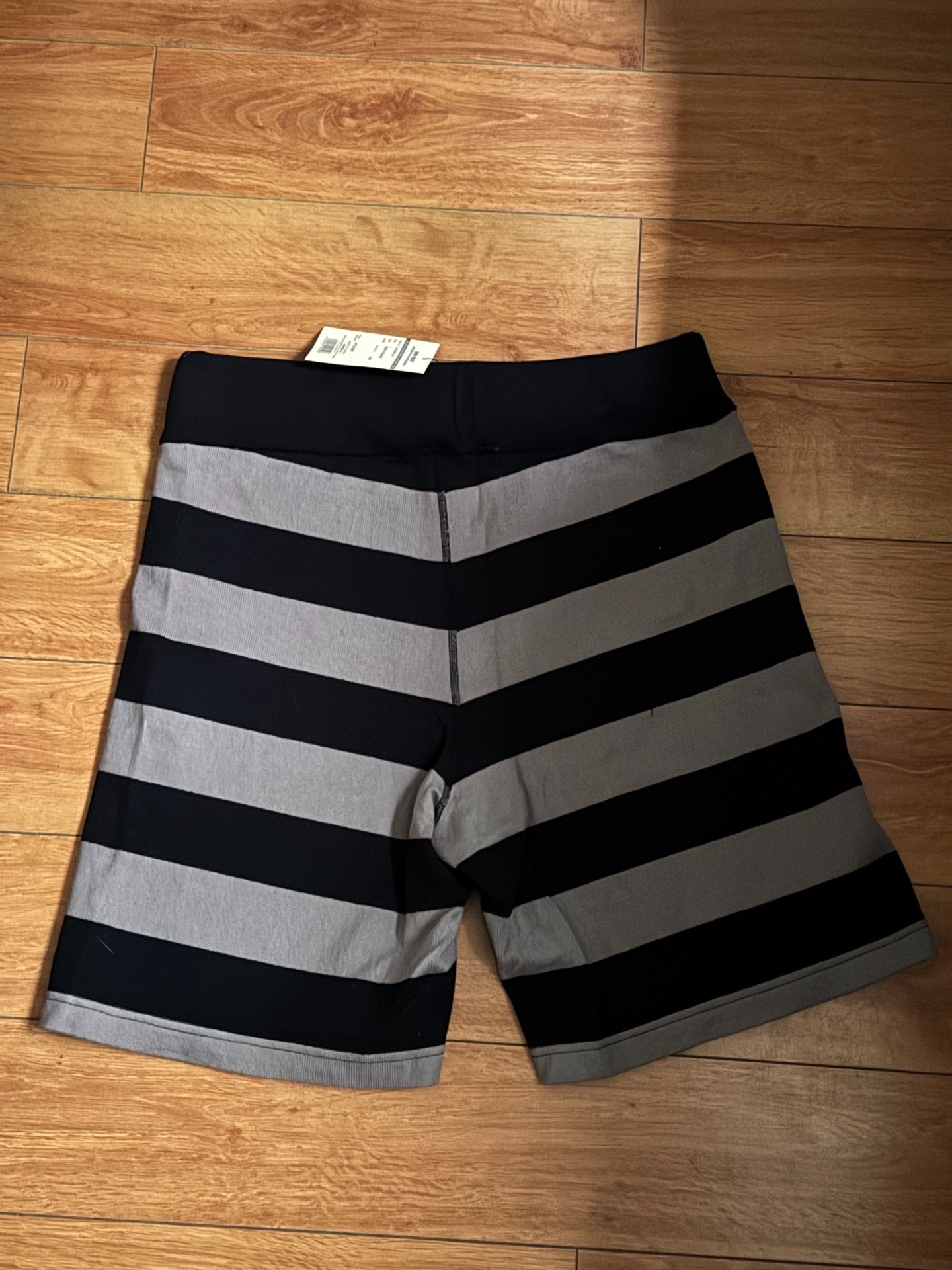 Iron Heart Black Gray Striped Shorts — front