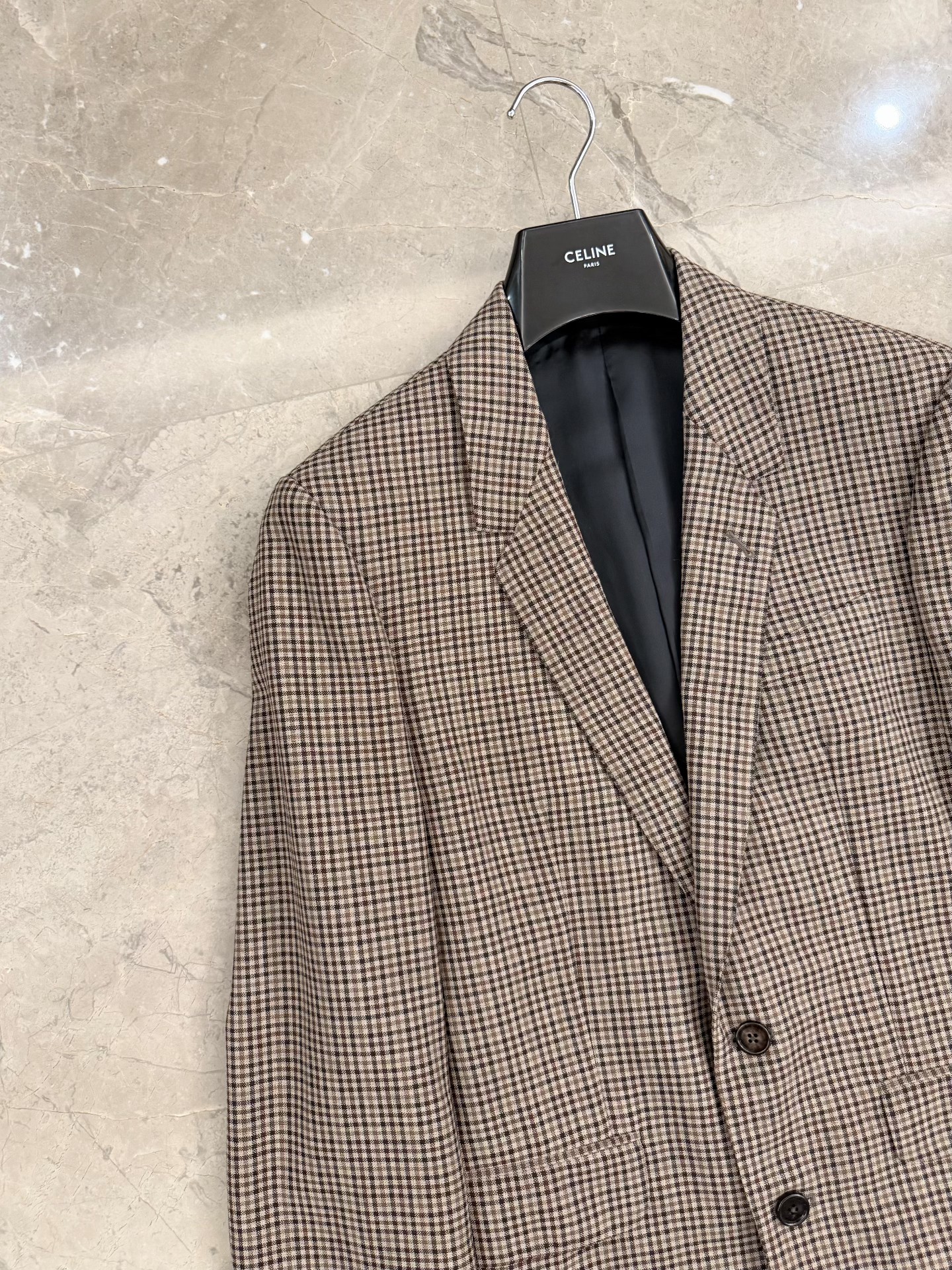 Celine Hedi Slimane 22FW Check Wool Blazer — front