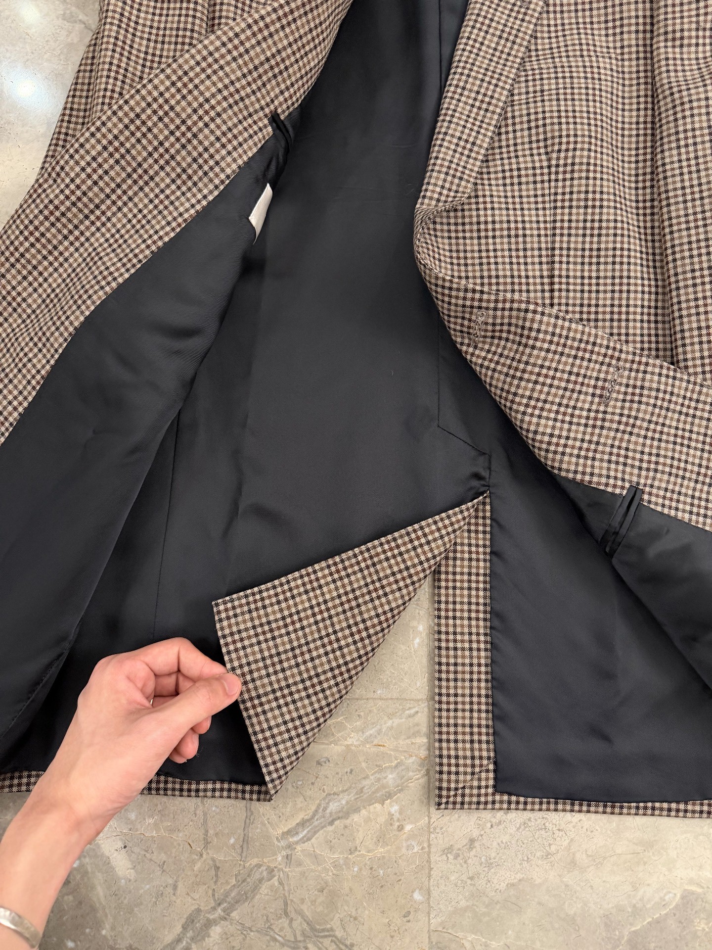 Celine Hedi Slimane 22FW Check Wool Blazer — label