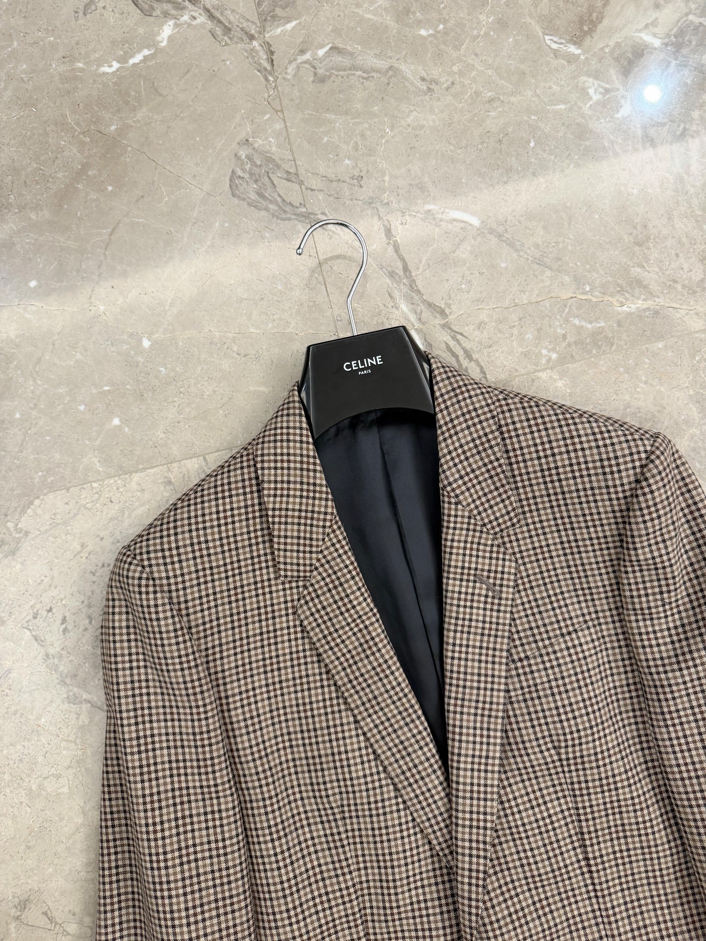 Celine Hedi Slimane 22FW Check Wool Blazer — back