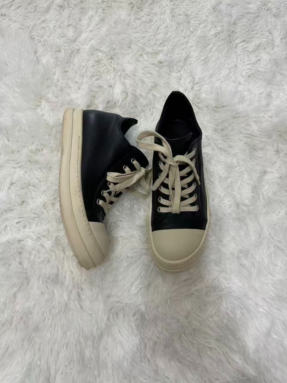 Rick Owens 15FW Black Leather Low-Top