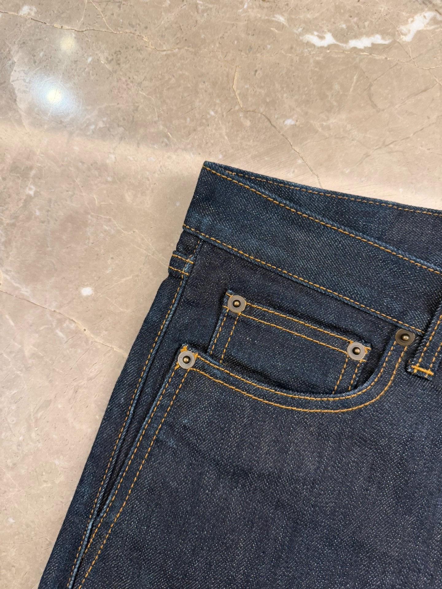Saint Laurent Blue Straight-Leg Jeans — detail