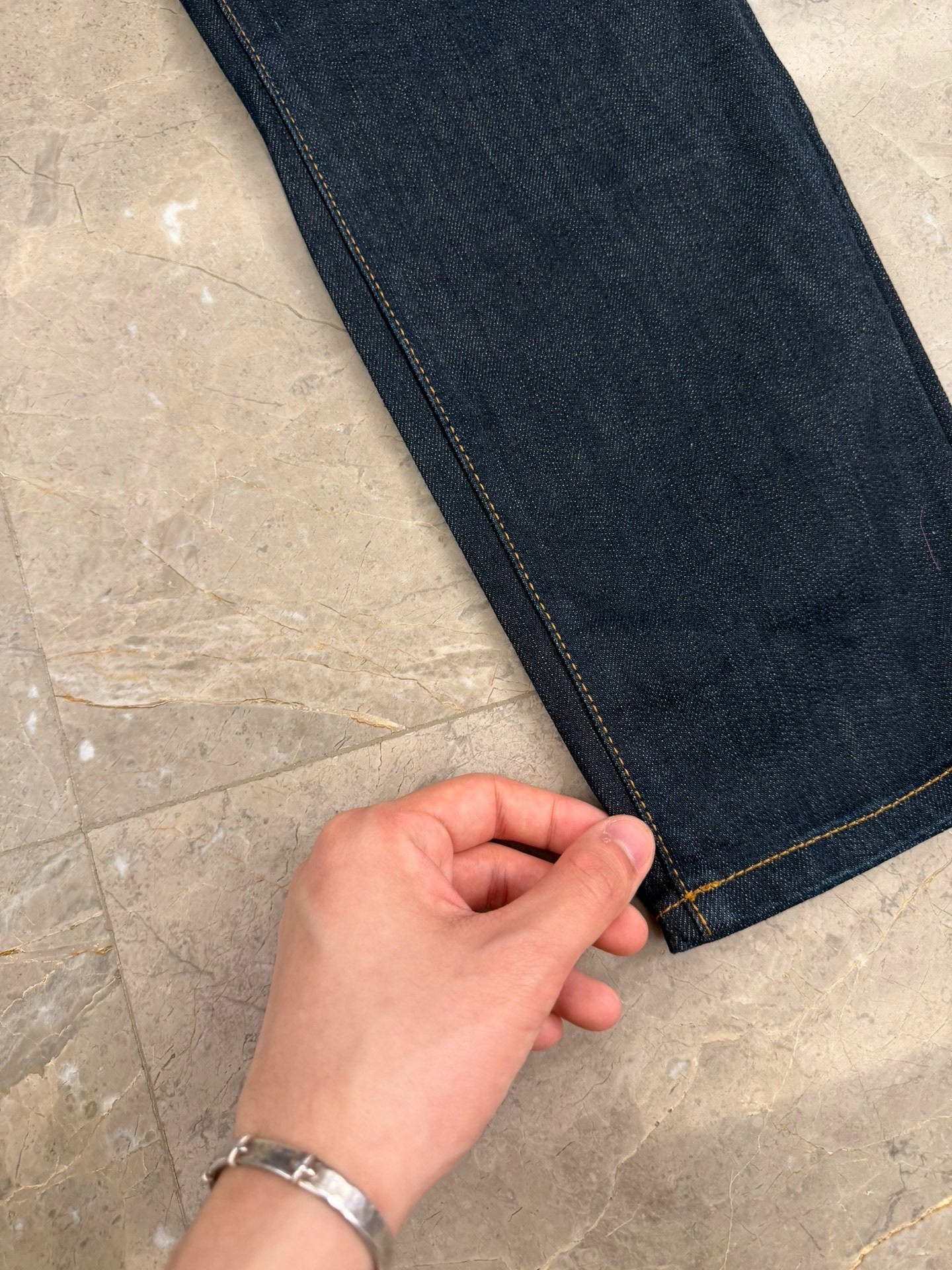 Saint Laurent Blue Straight-Leg Jeans — back