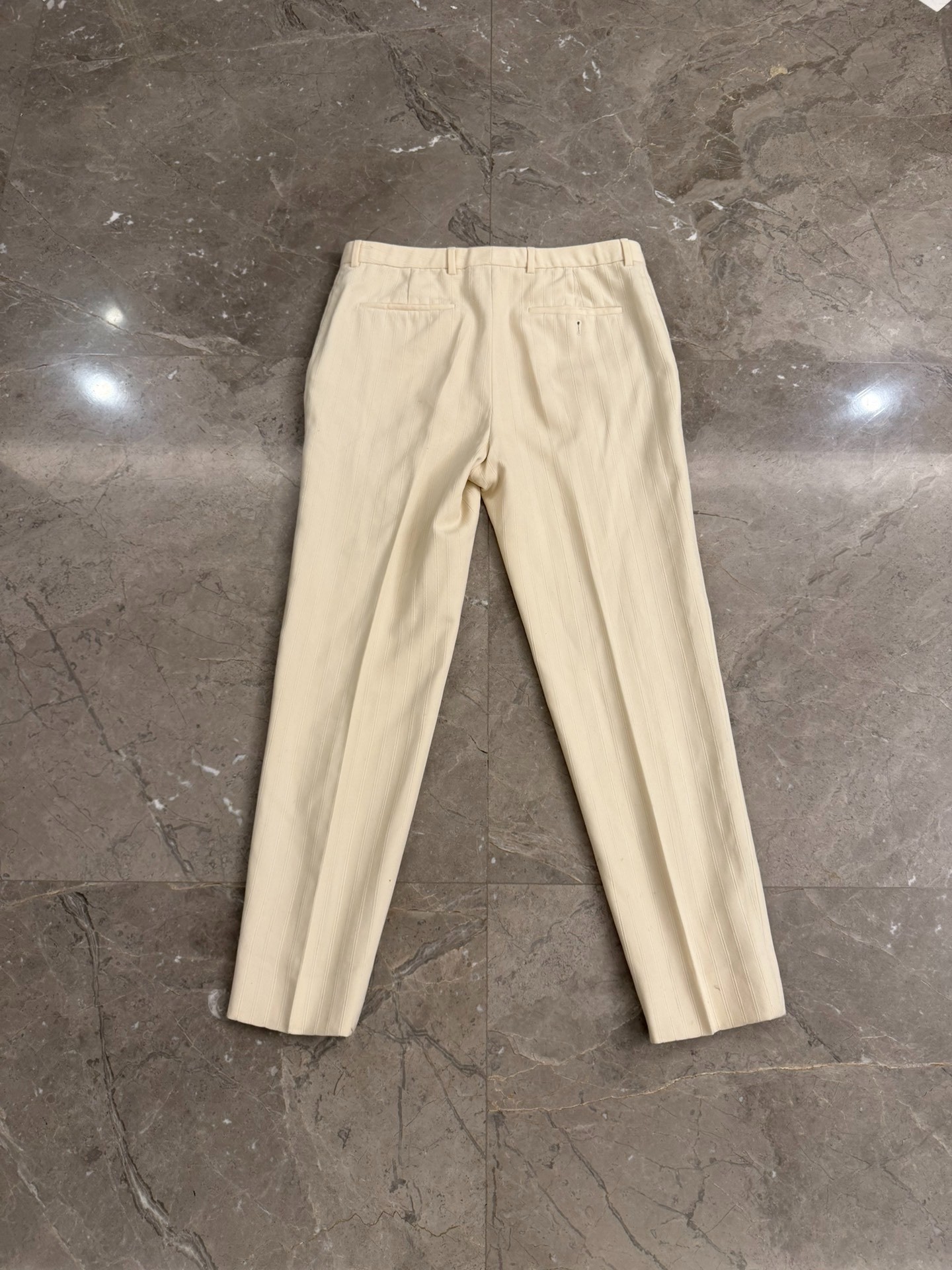 Saint Laurent SLP Off-White Pinstripe Trousers — back