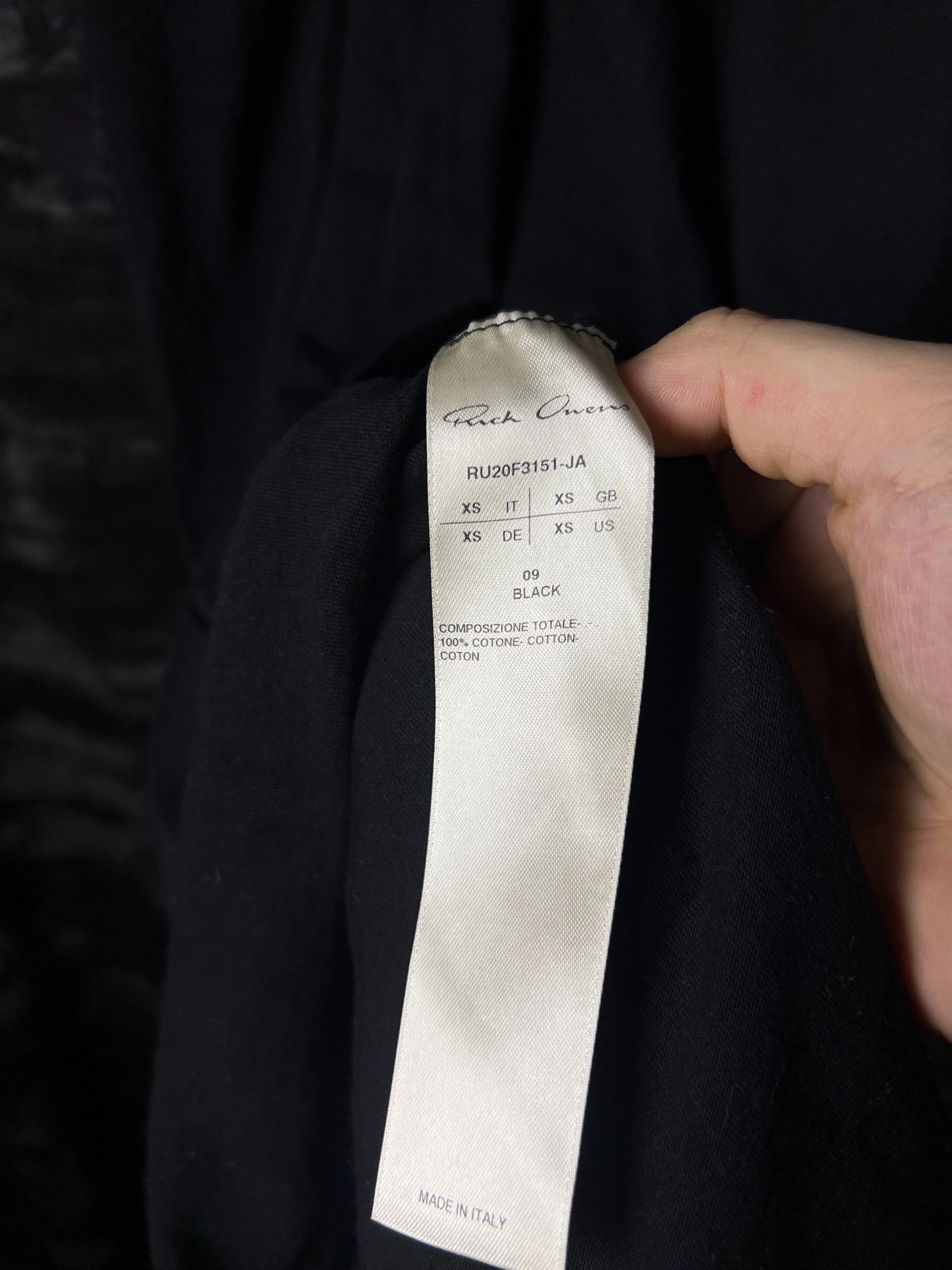 Rick Owens 20FW Skinny Sleeveless Tank — label