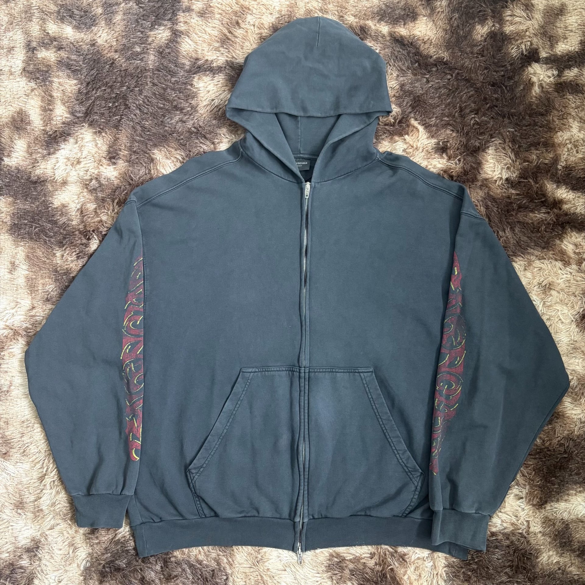 Balenciaga Flame Logo Zip-Up Hoodie
