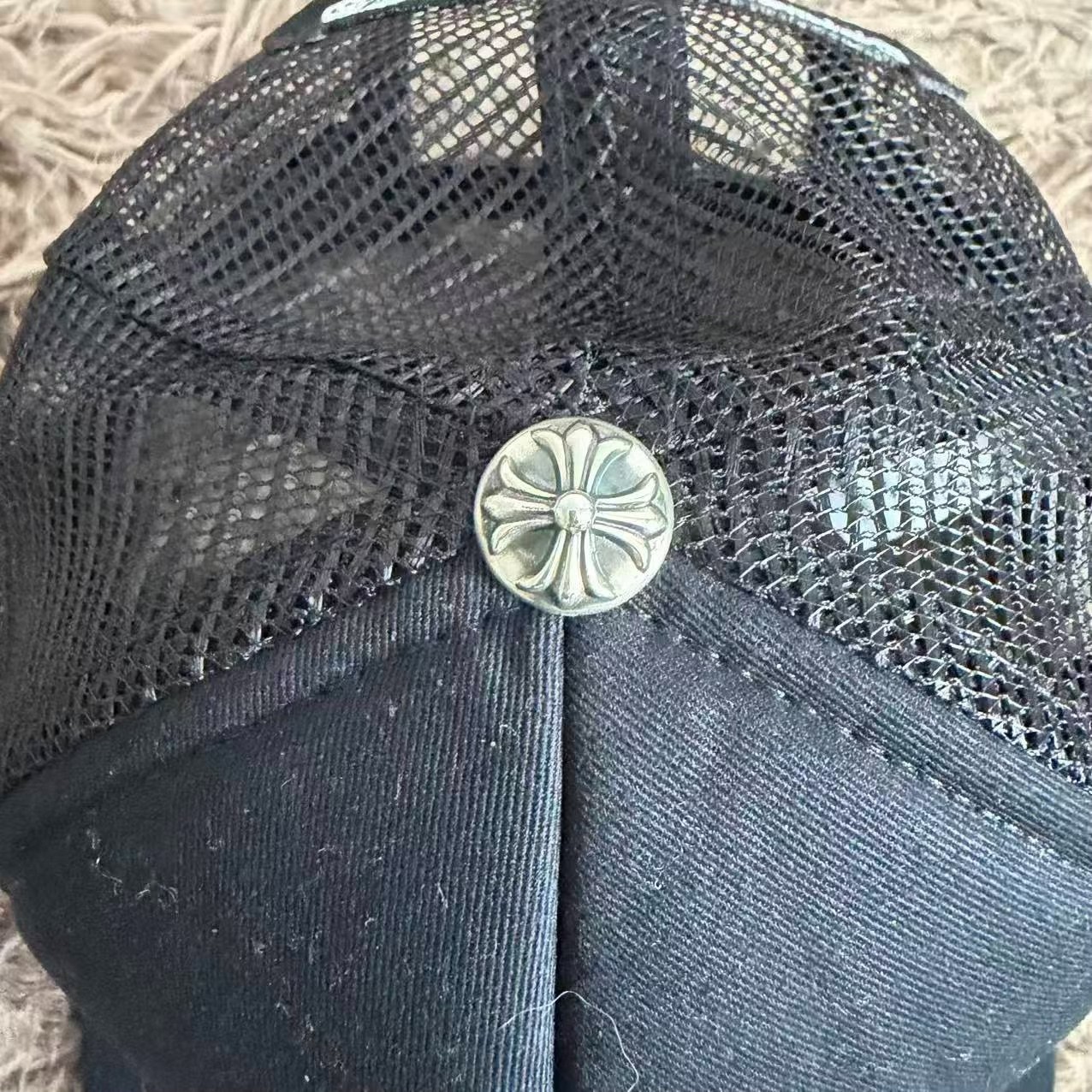 Chrome Hearts FUCK Patch Trucker Cap — detail
