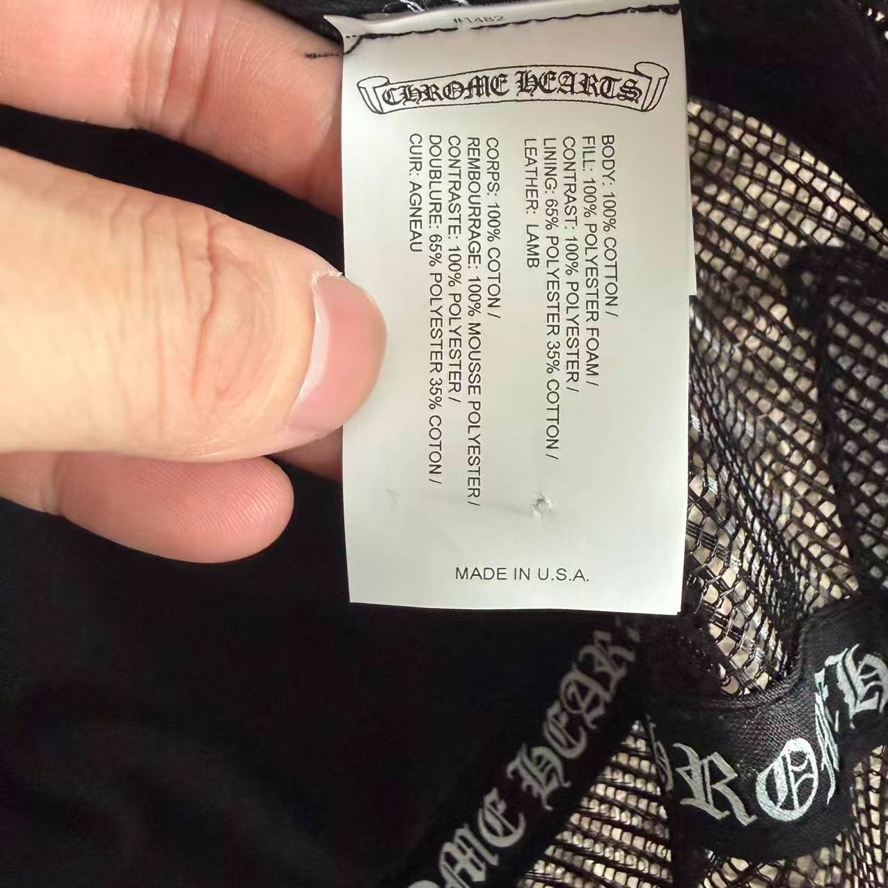 Chrome Hearts FUCK Patch Trucker Cap — label
