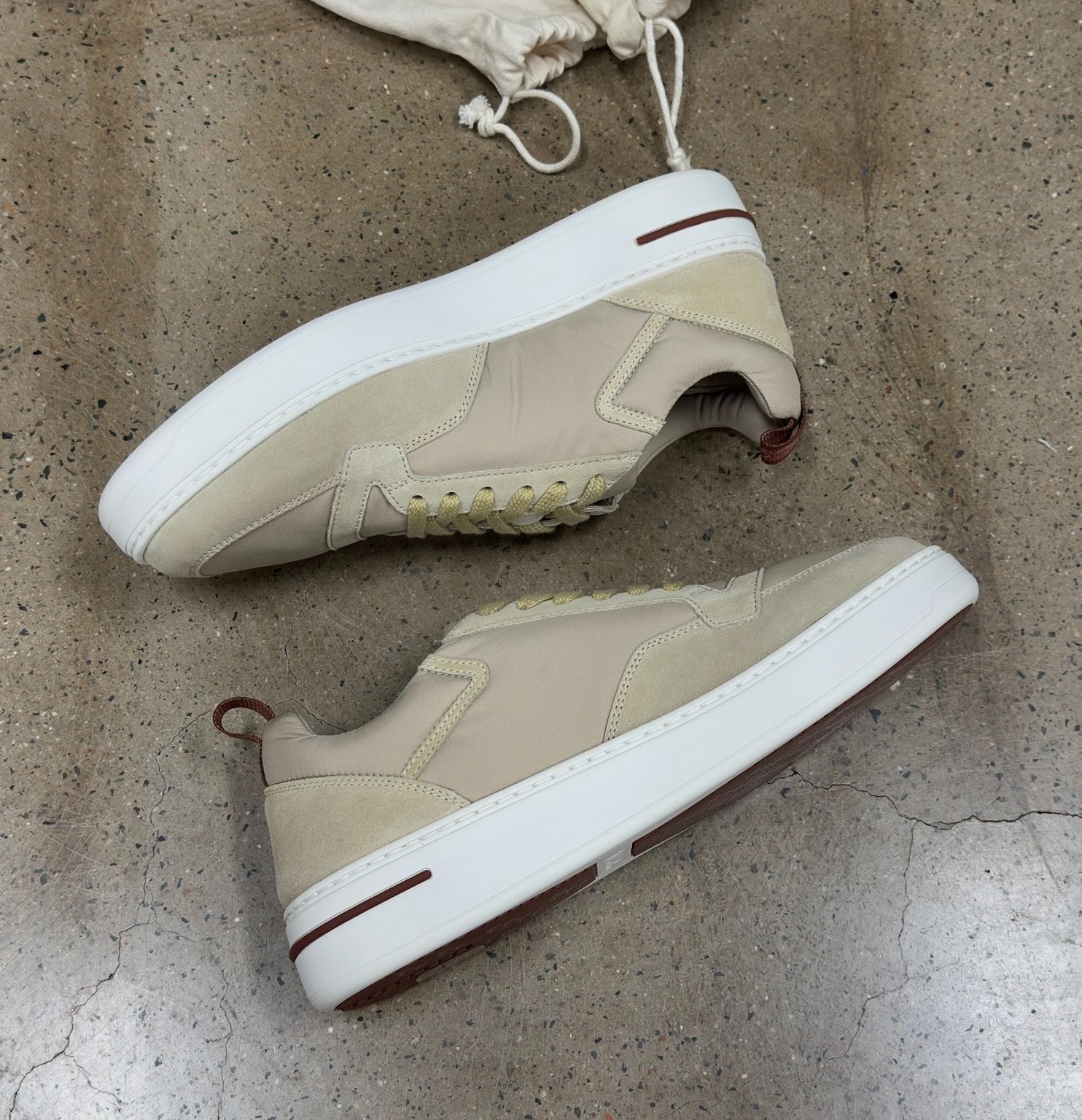Loro Piana Beige Newport Sneakers — label