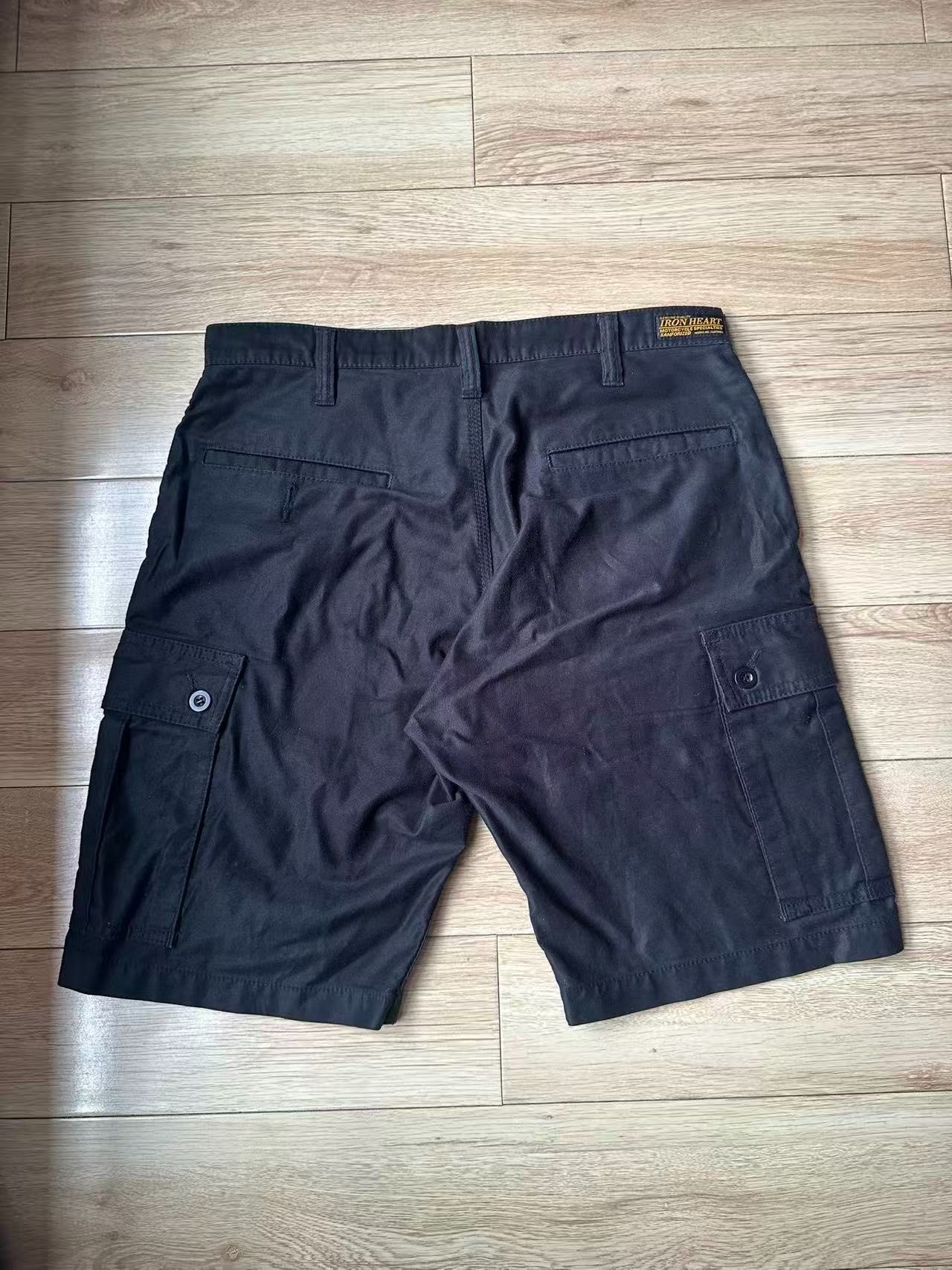 Iron Heart Black Cargo Shorts — front