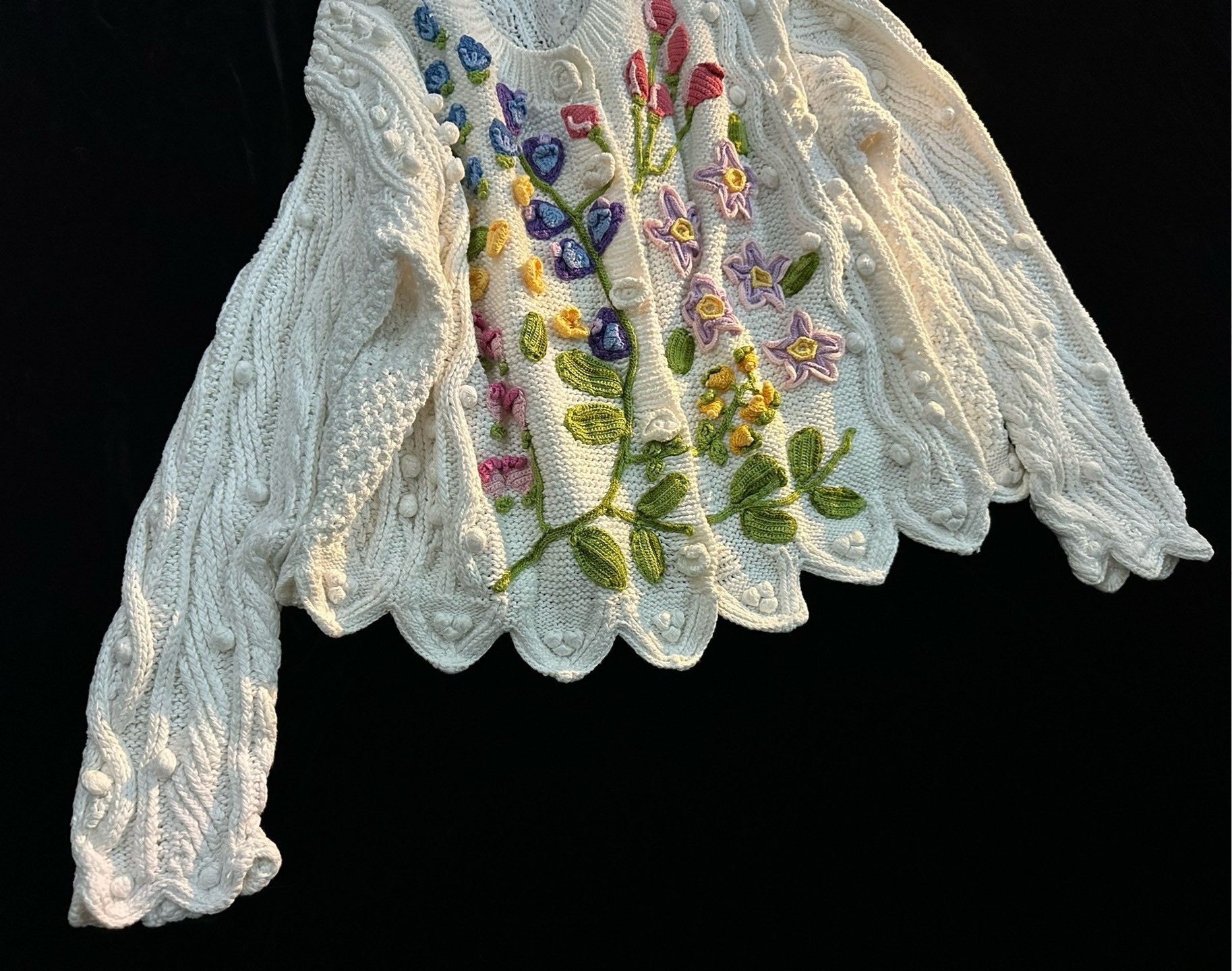 Issey Miyake Vintage Floral Knit Cardigan — detail