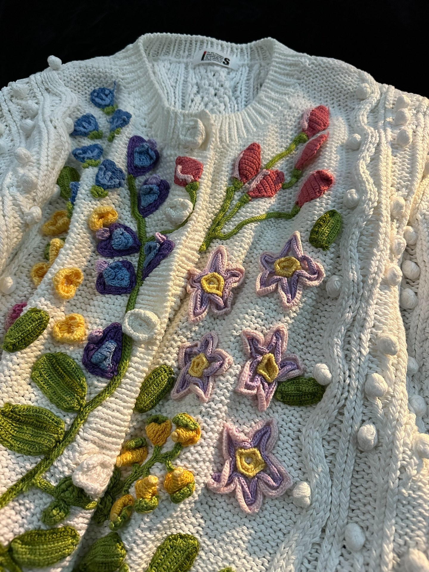 Issey Miyake Vintage Floral Knit Cardigan — front