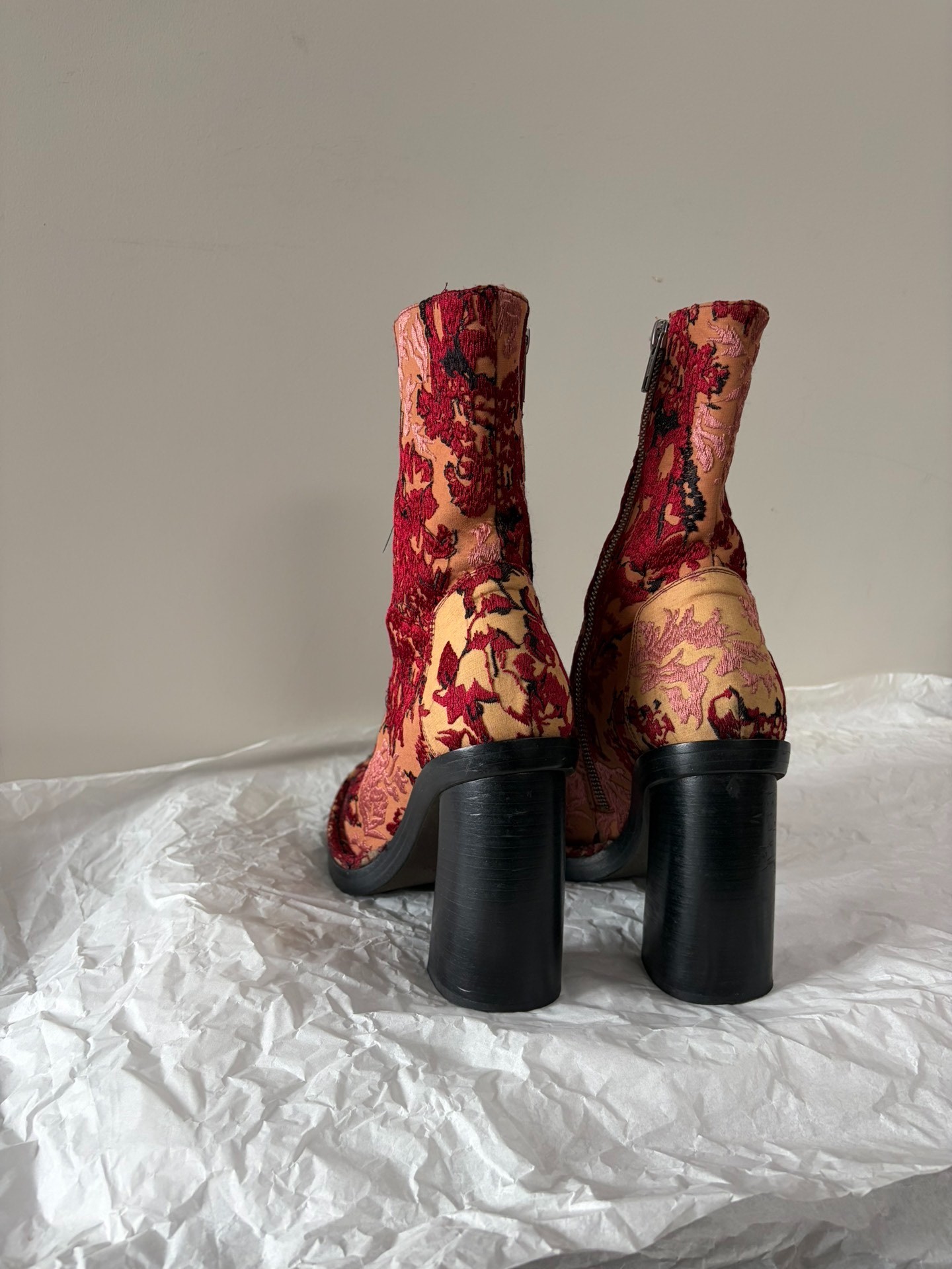 Ann Demeulemeester Floral Embroidered Ankle Boots — label