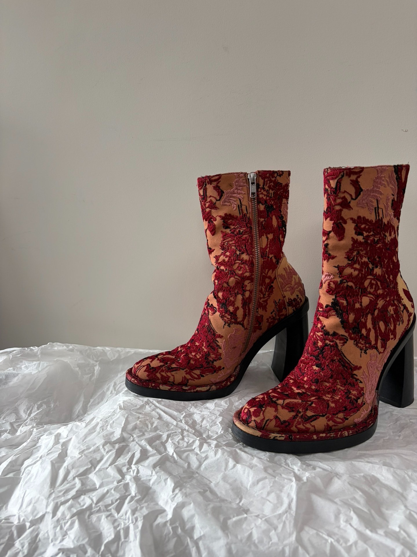 Ann Demeulemeester Floral Embroidered Ankle Boots — back
