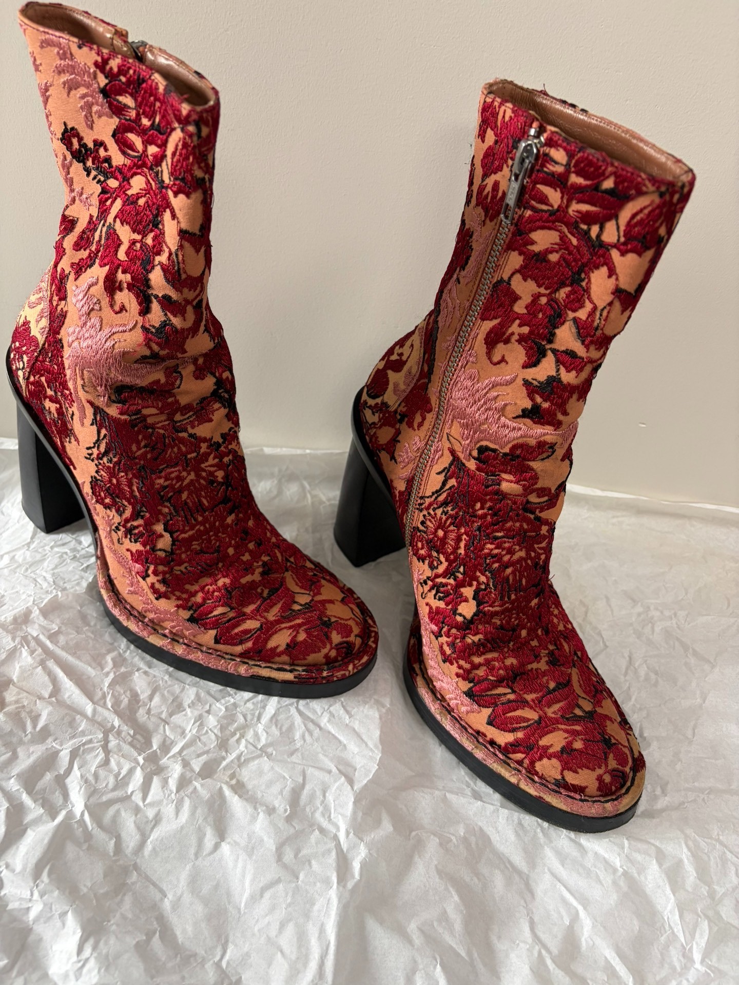 Ann Demeulemeester Floral Embroidered Ankle Boots — detail