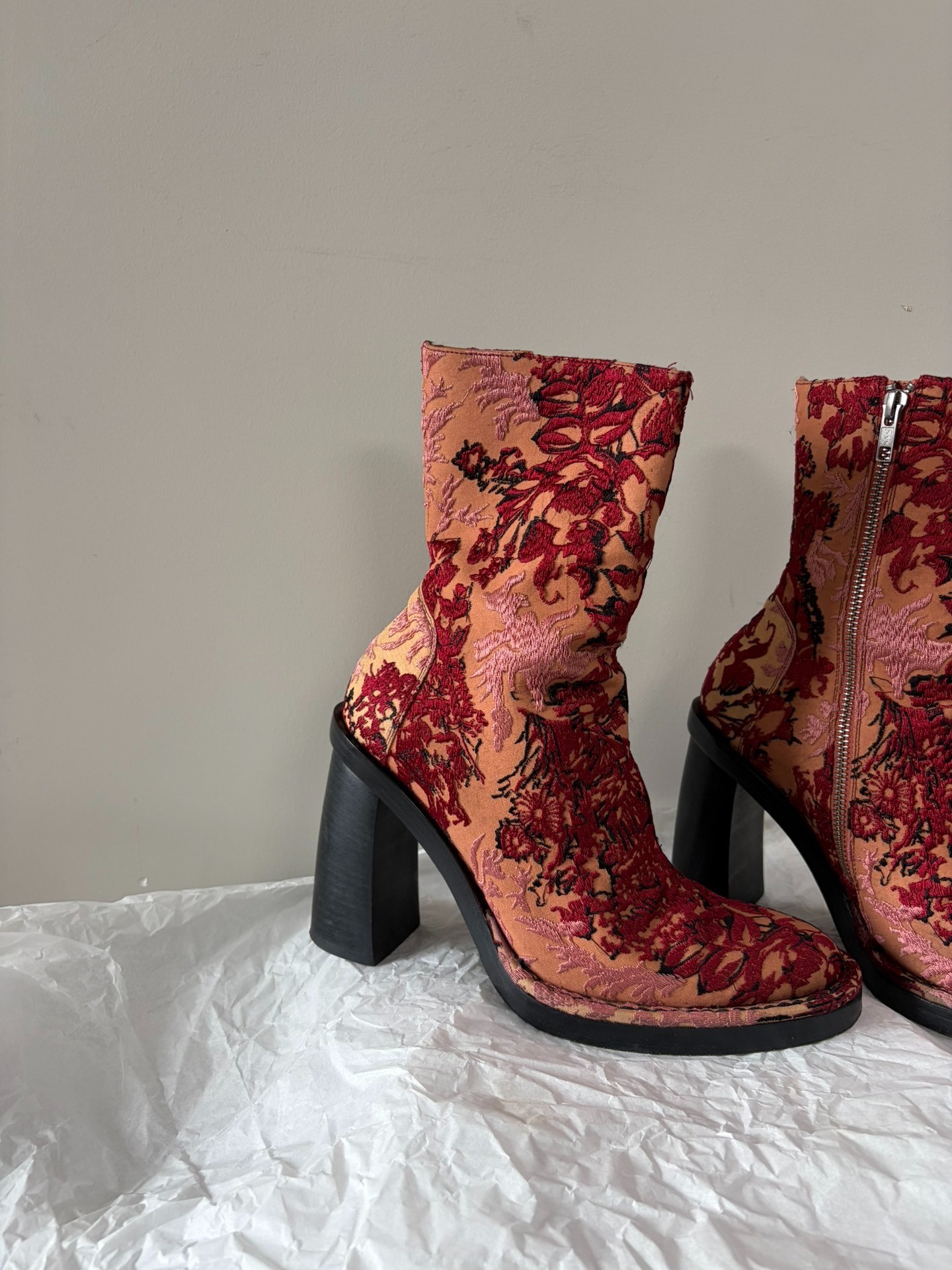 Ann Demeulemeester Floral Embroidered Ankle Boots — front