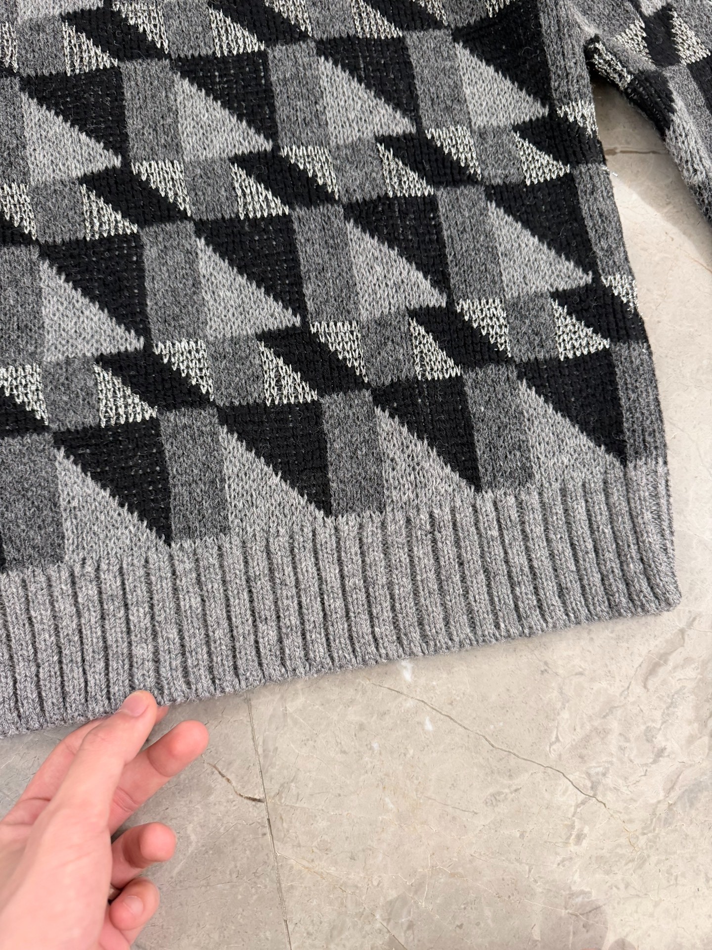 Saint Laurent Silver Thread Check Sweater — detail