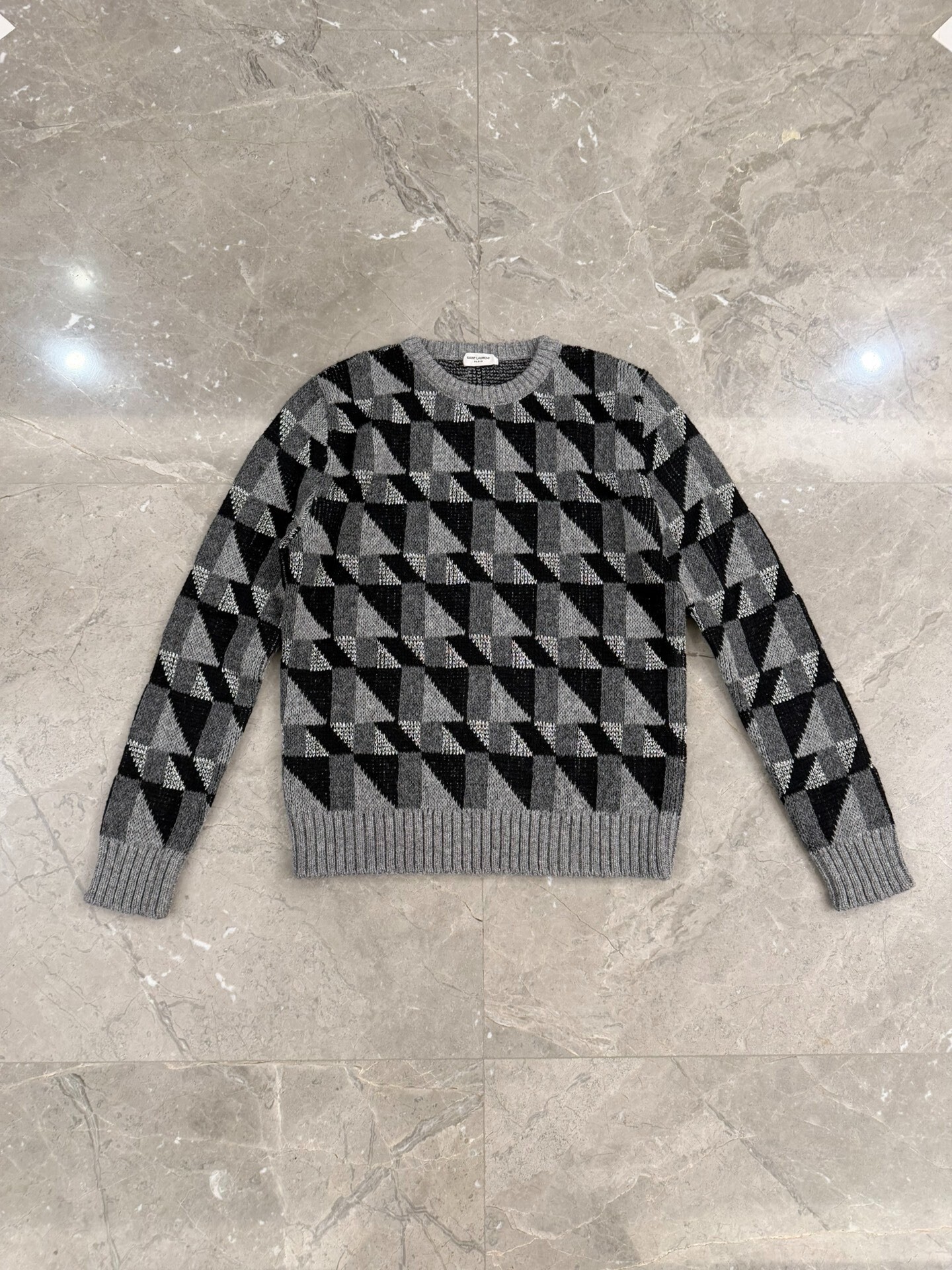 Saint Laurent Silver Thread Check Sweater