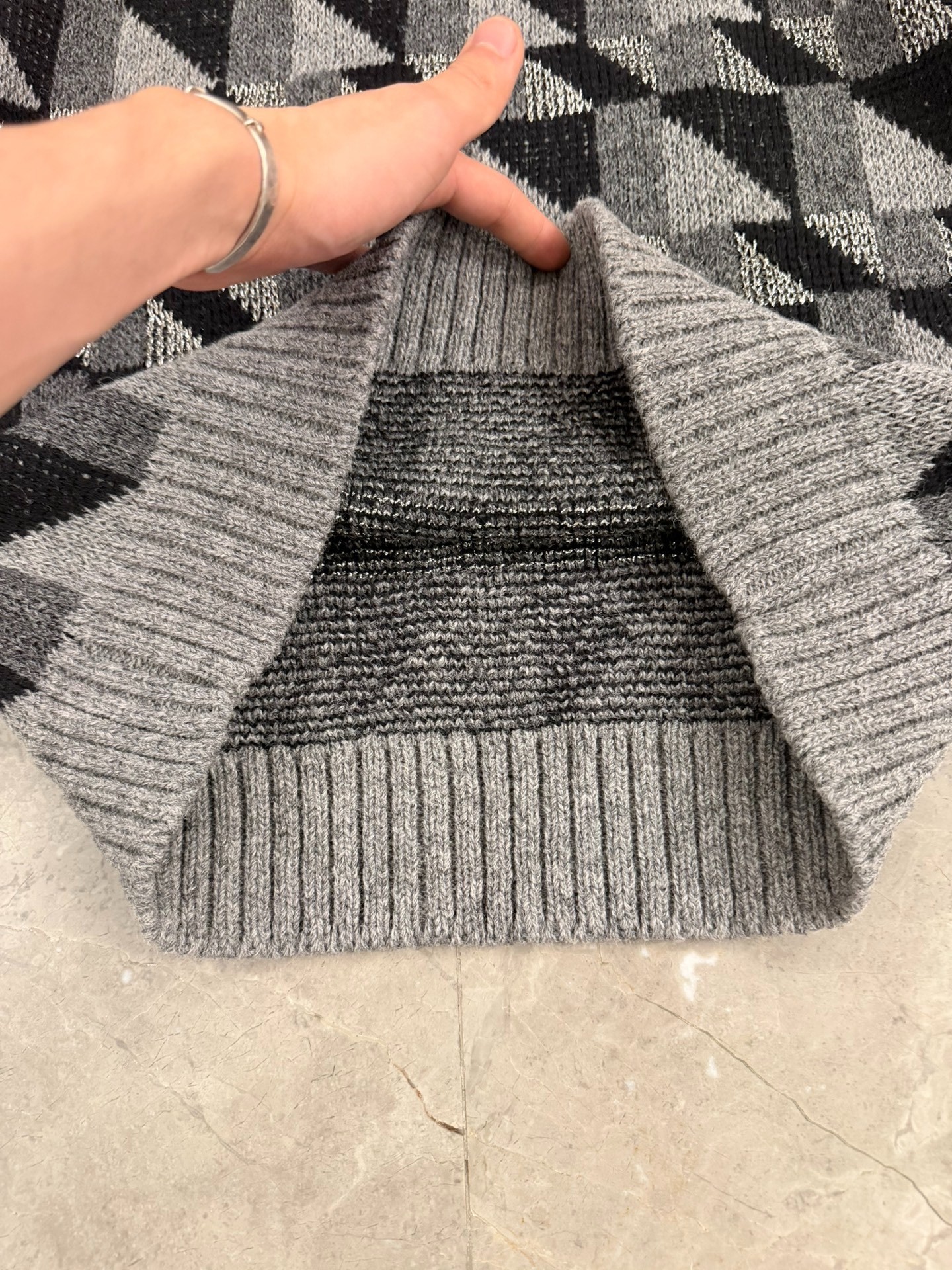 Saint Laurent Silver Thread Check Sweater — back
